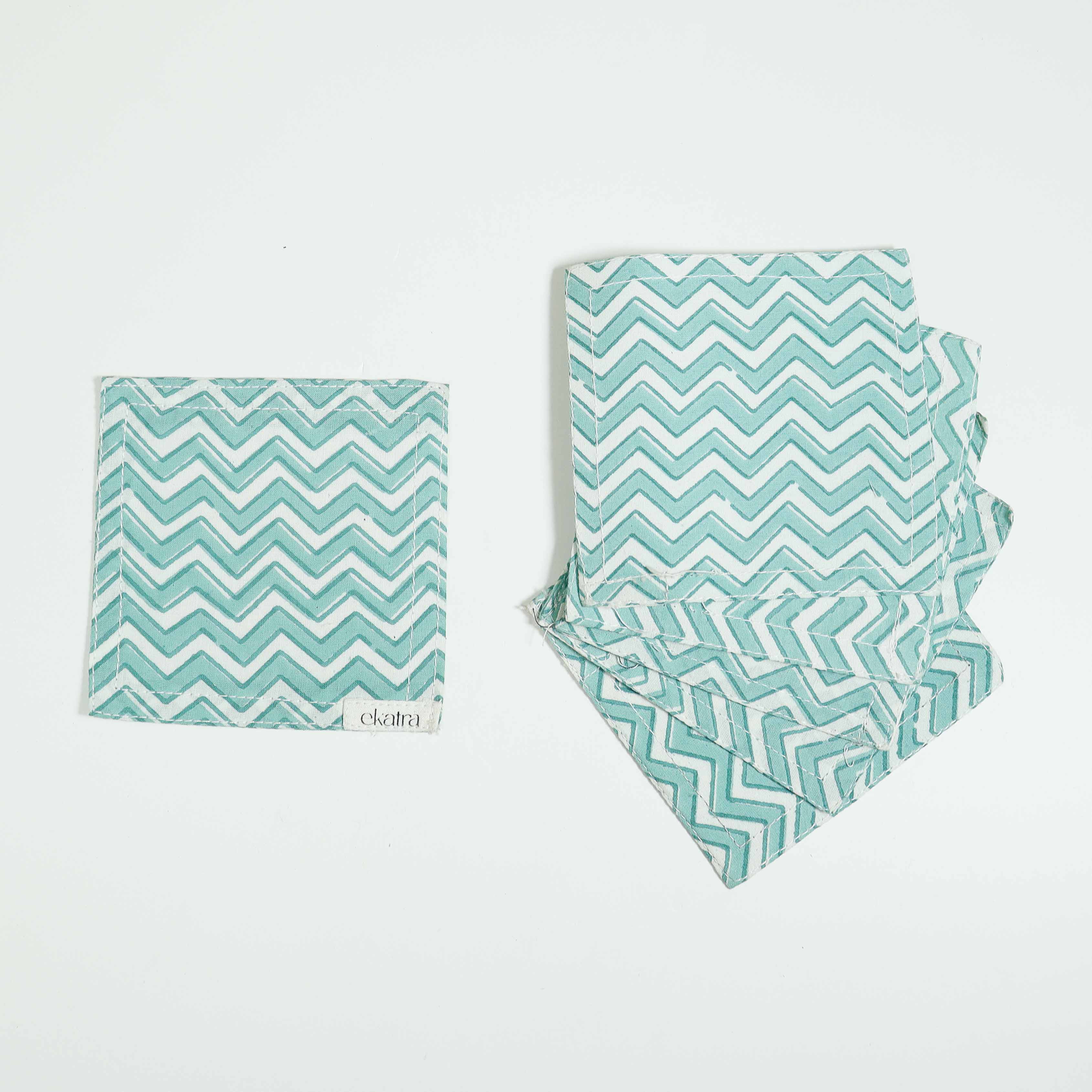 100% Cotton Sustainable Cloth Coasters  - Set of 6