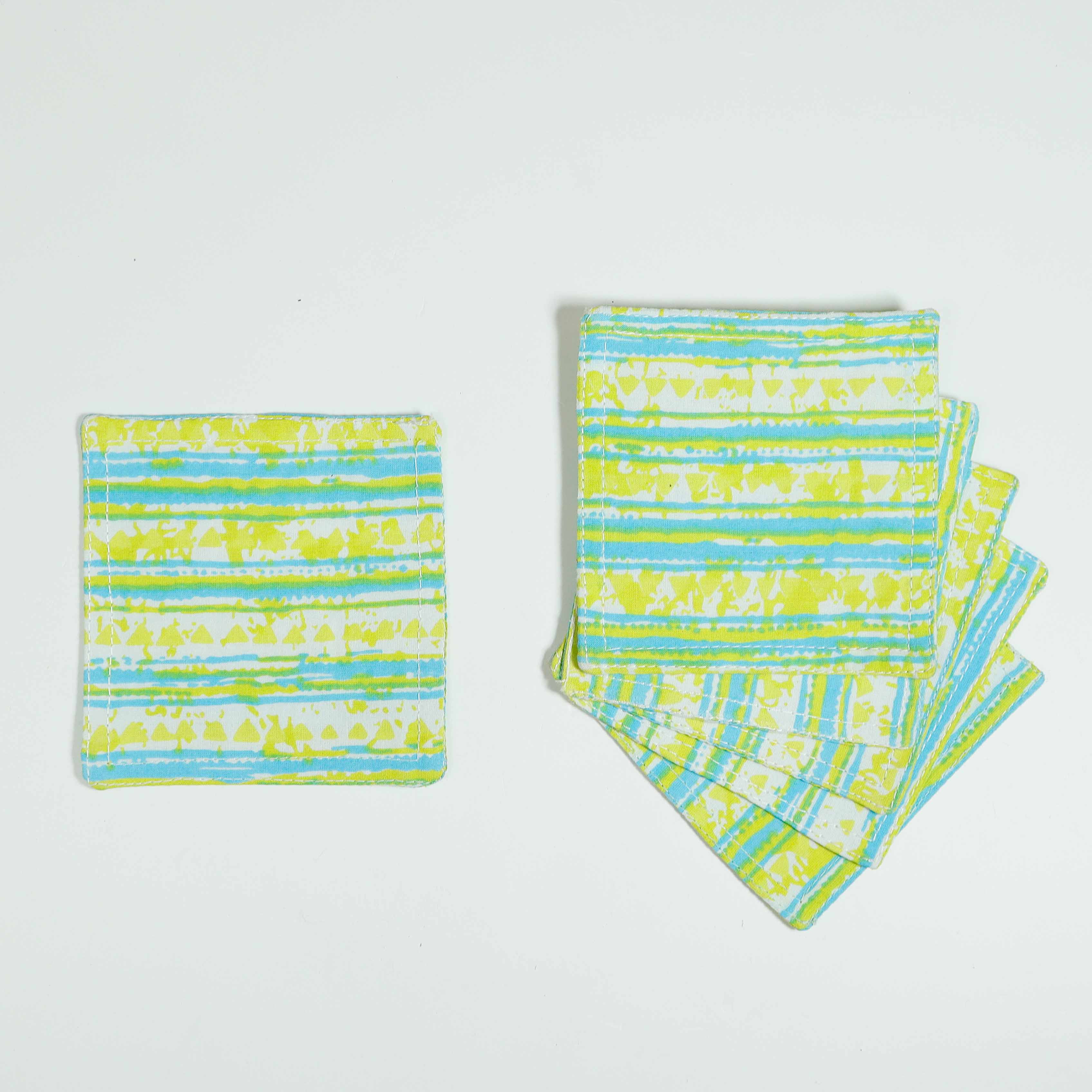 100% Cotton Sustainable Cloth Coasters  - Set of 6