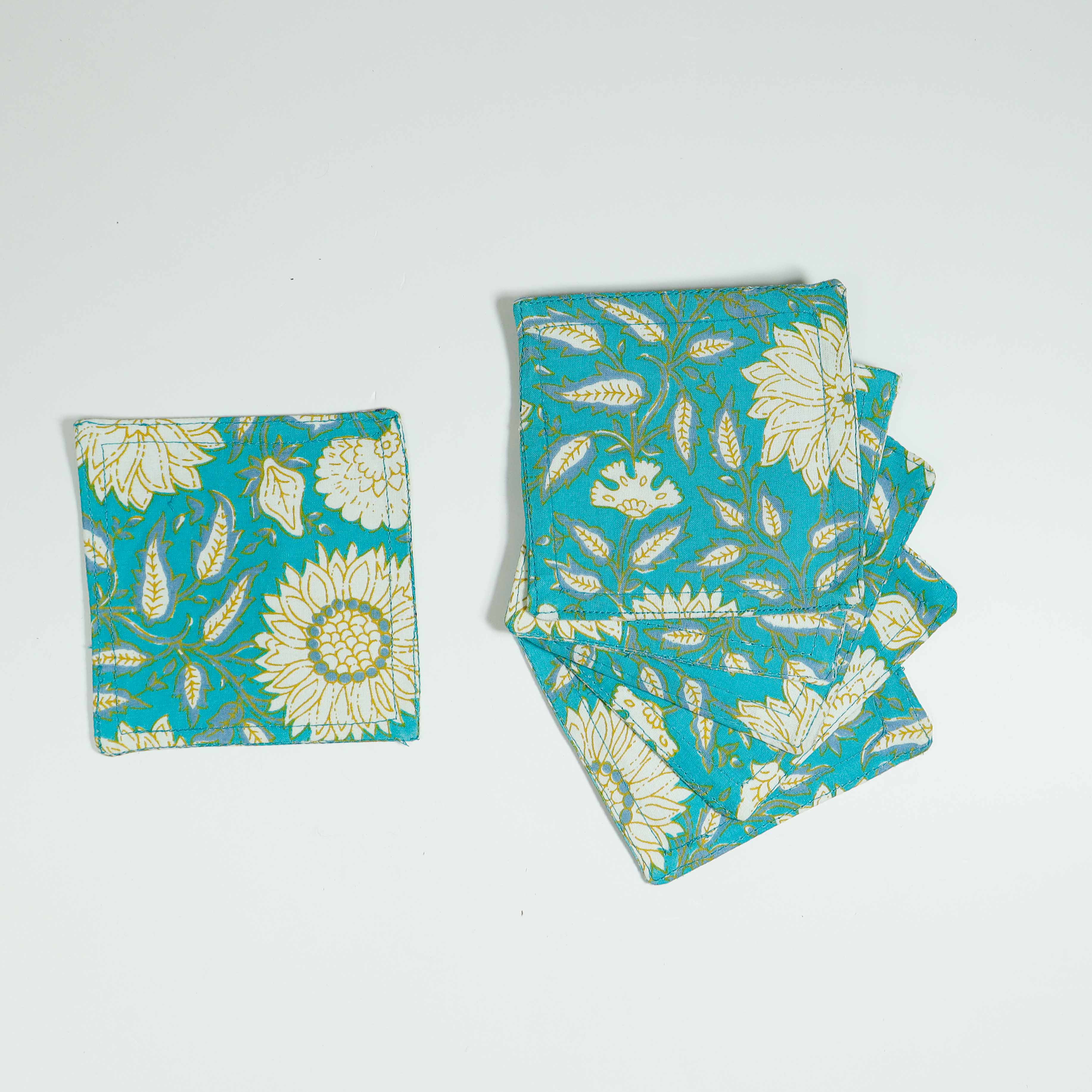 100% Cotton Sustainable Cloth Coasters  - Set of 6