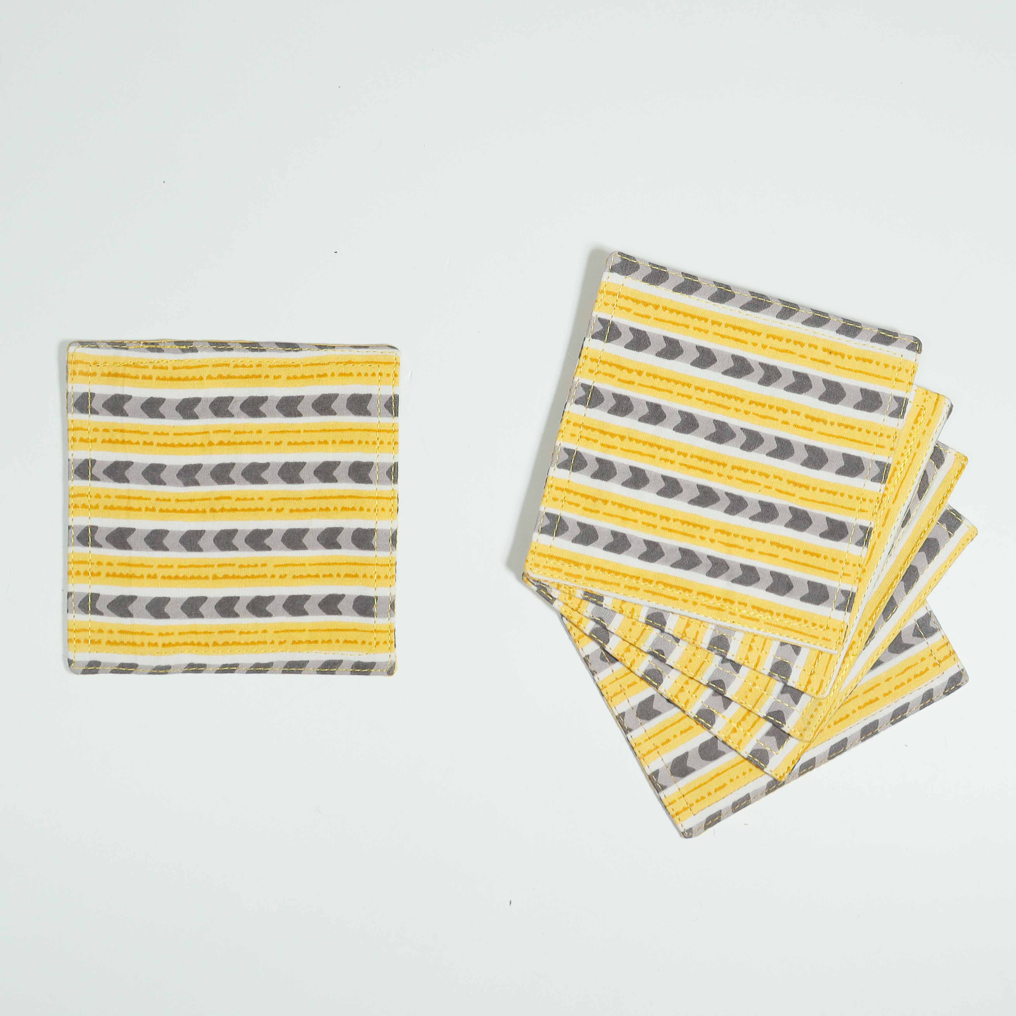 100% Cotton Sustainable Cloth Coasters  - Set of 6