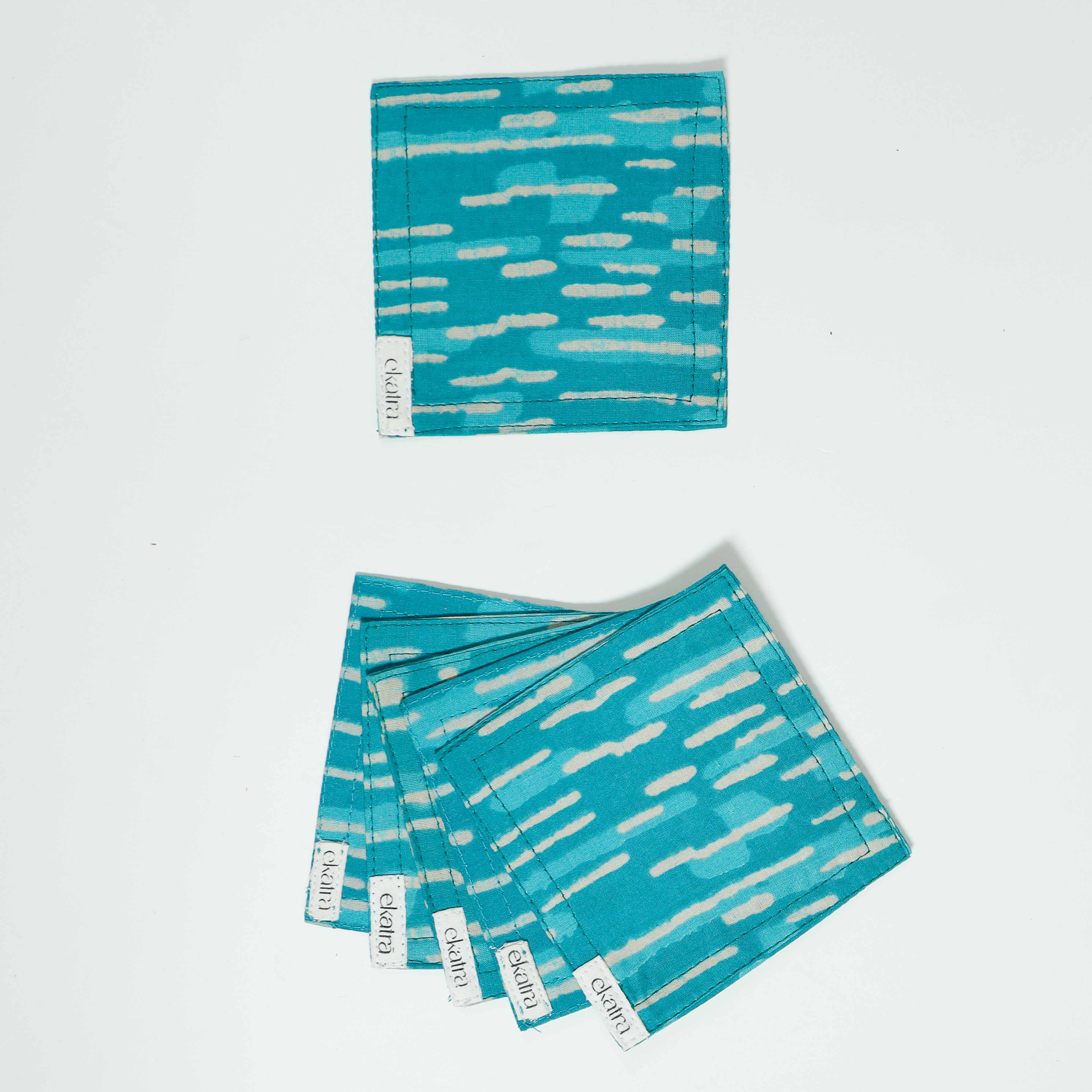 100% Cotton Sustainable Cloth Coasters  - Set of 6