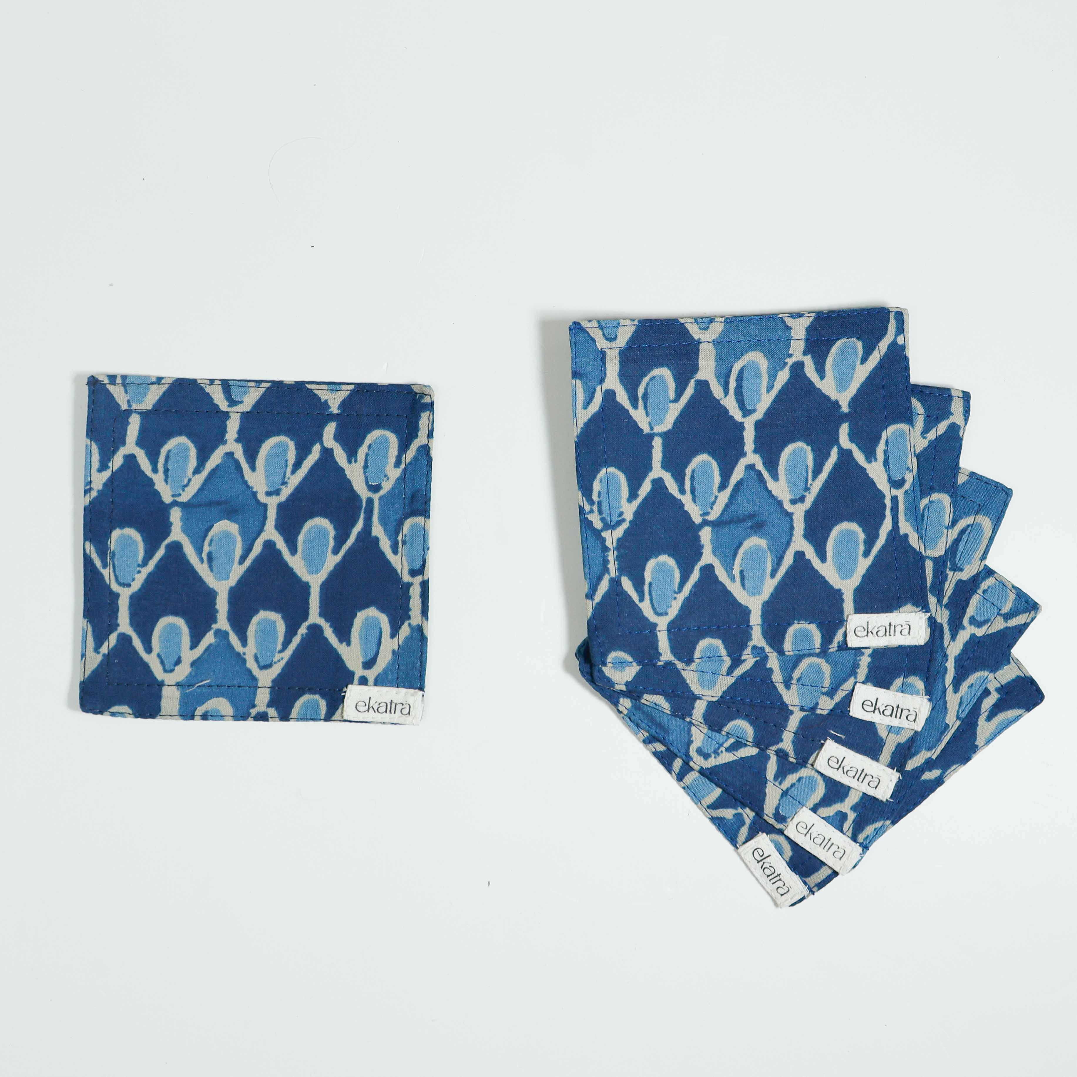 100% Cotton Sustainable Cloth Coasters  - Set of 6