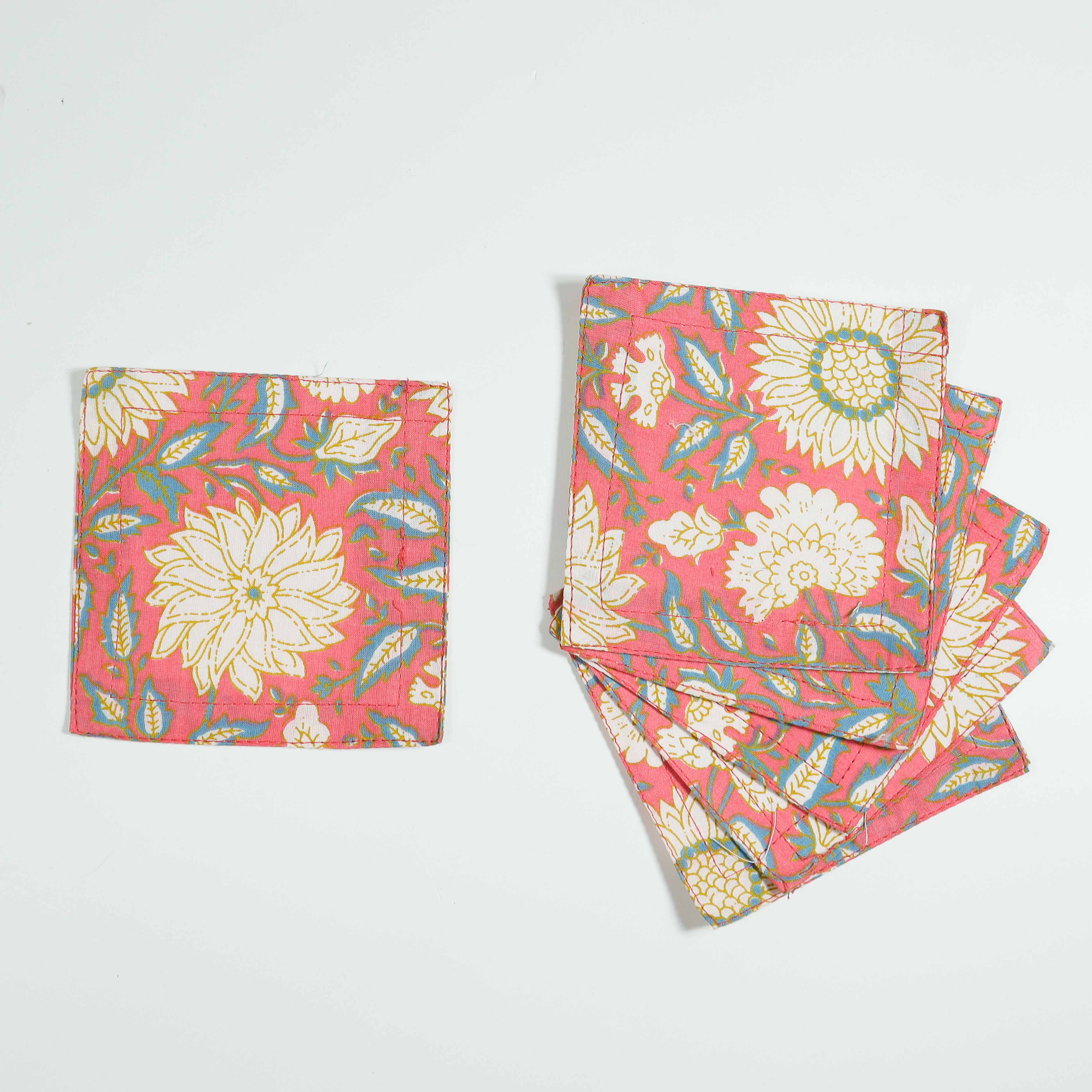 100% Cotton Sustainable Cloth Coasters  - Set of 6