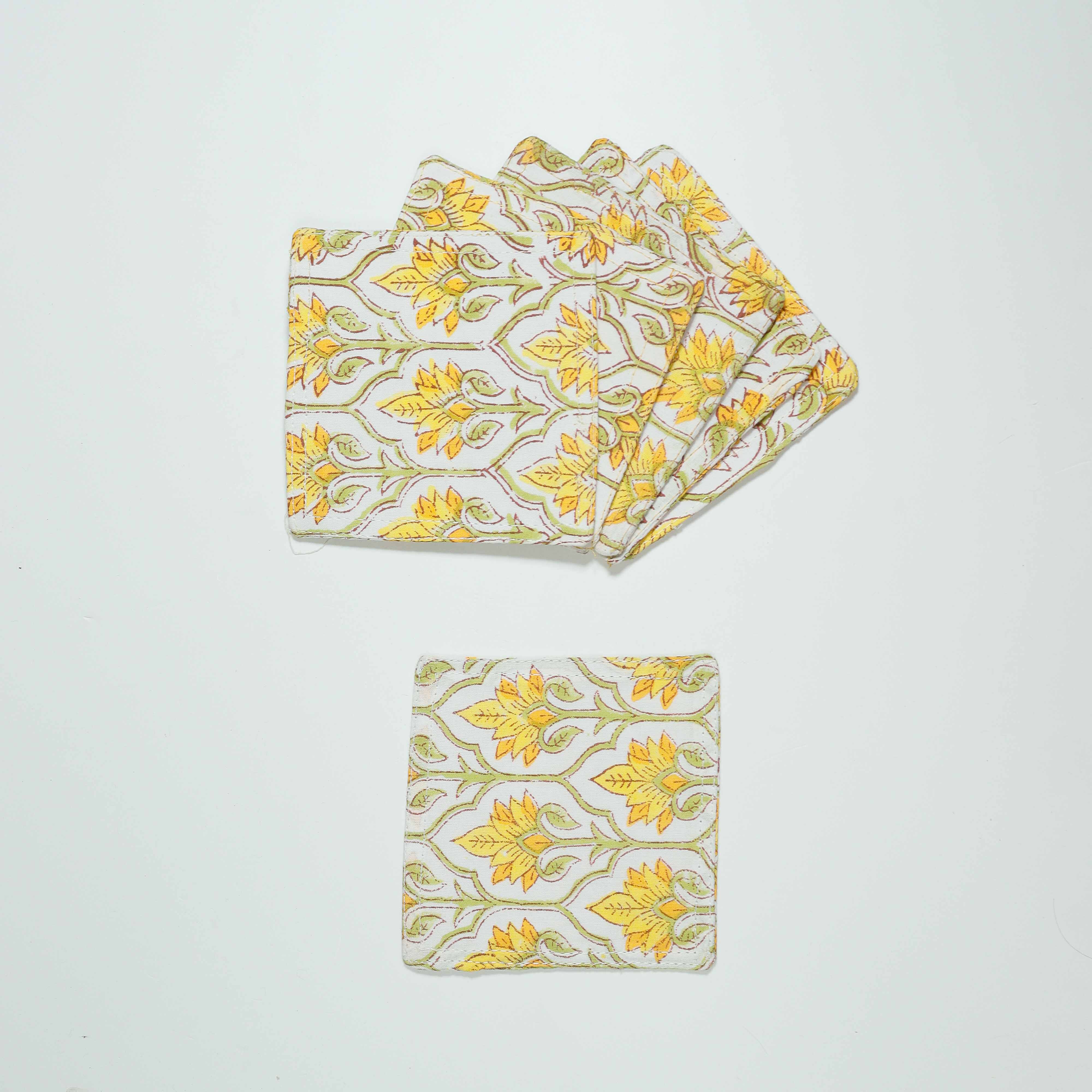 100% Cotton Sustainable Cloth Coasters  - Set of 6