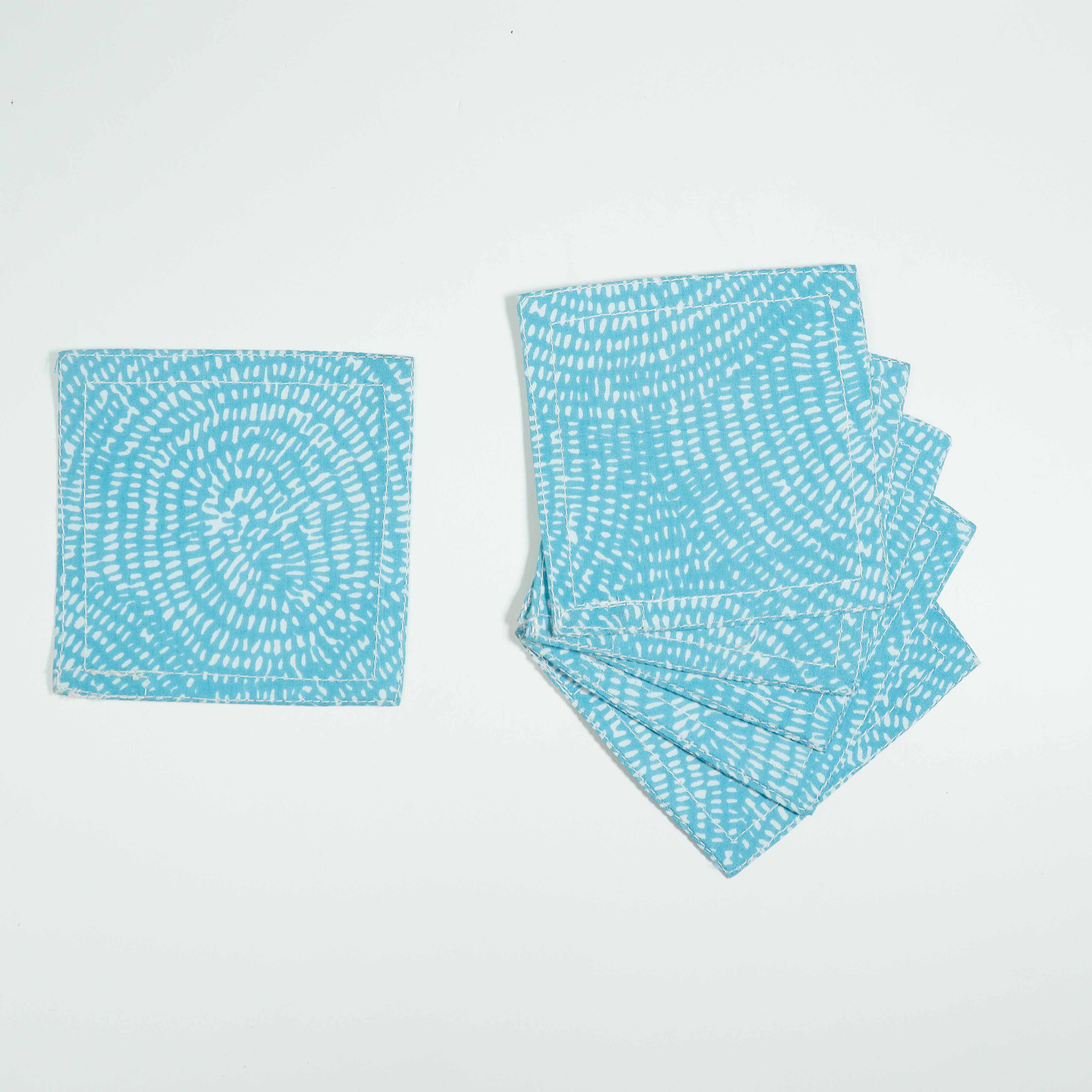100% Cotton Sustainable Cloth Coasters  - Set of 6