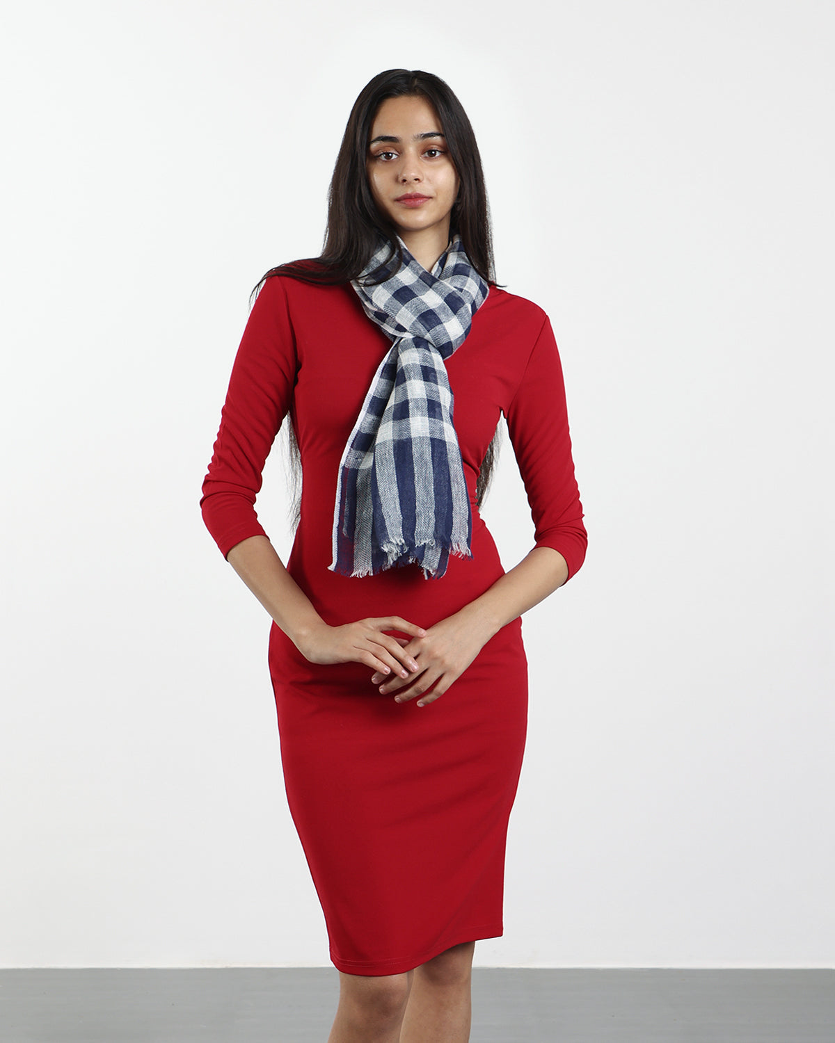 YALE BLUE CHECK SCARF