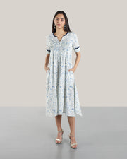 Ditsy Folk Dress (White)