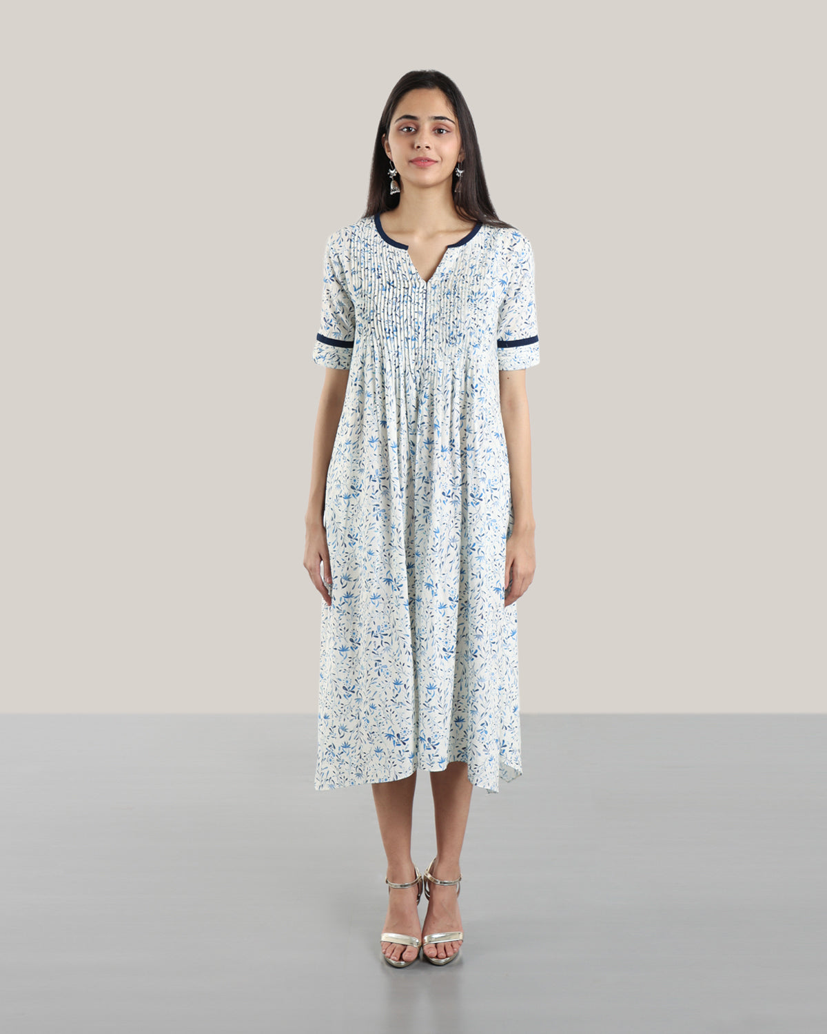Ditsy Folk Dress (White)