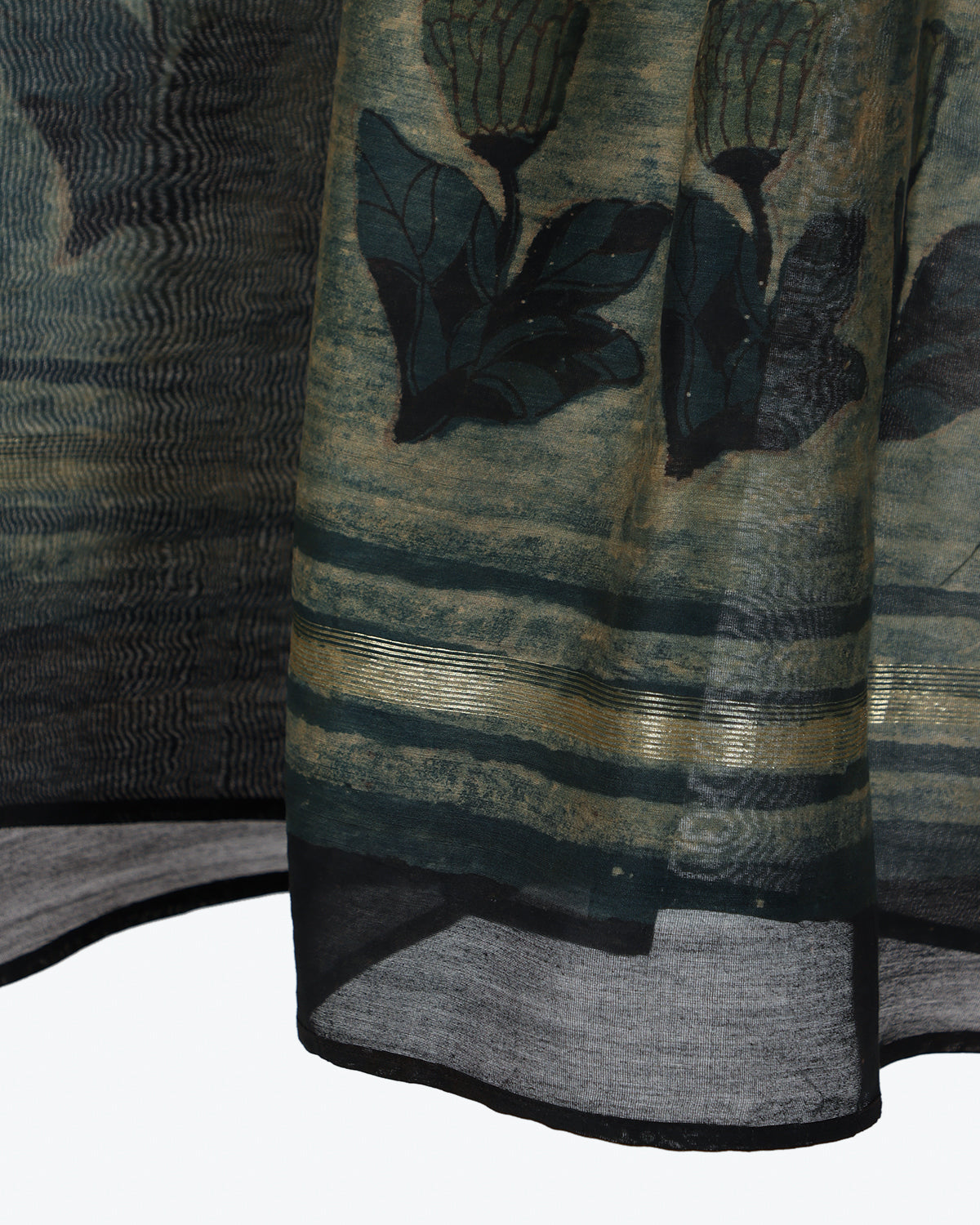 Abstract Floral Dupatta (Teal- Brown)