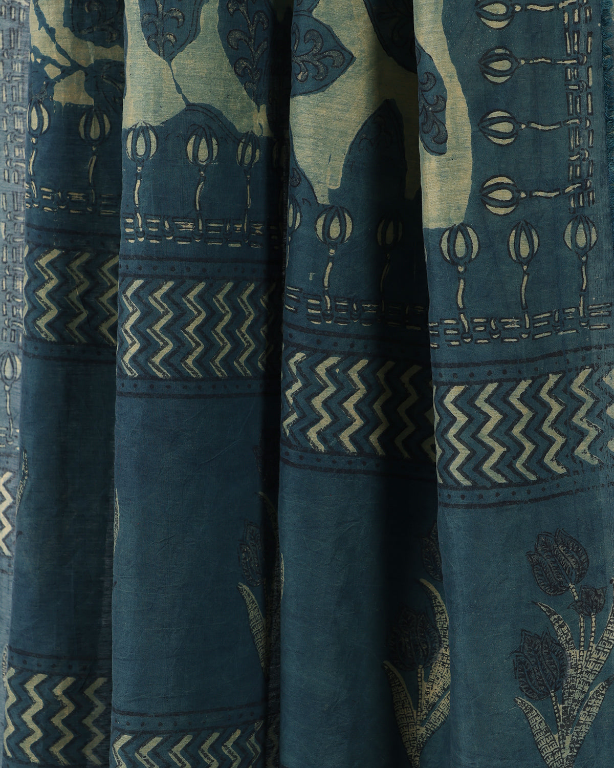 Artsy Flora Dupatta (Teal Blue)