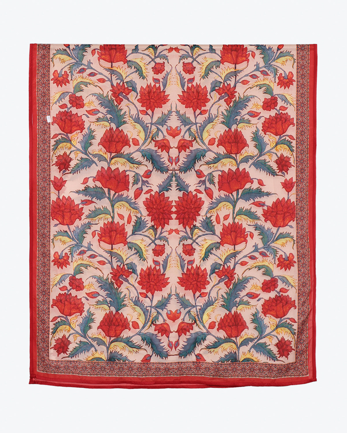 Lotus Garden Dupatta (Pomegranate Red)