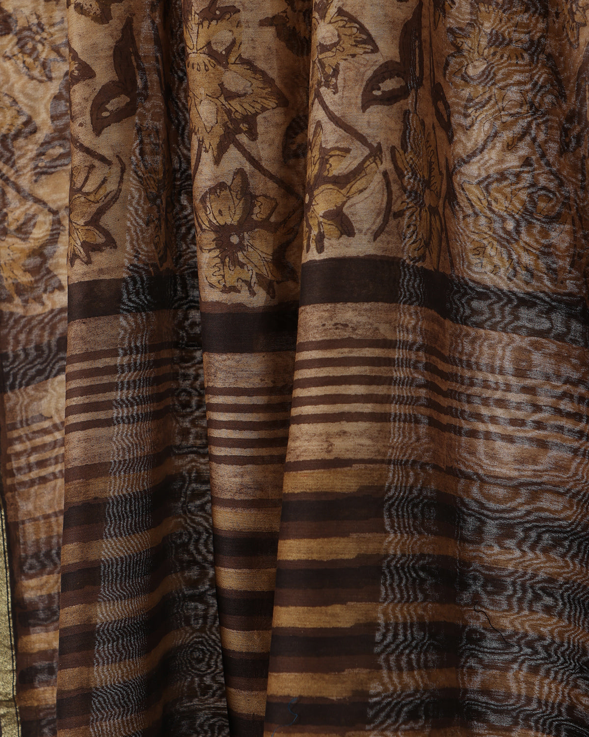 Abstract Floral Dupatta (Ocher- Brown)