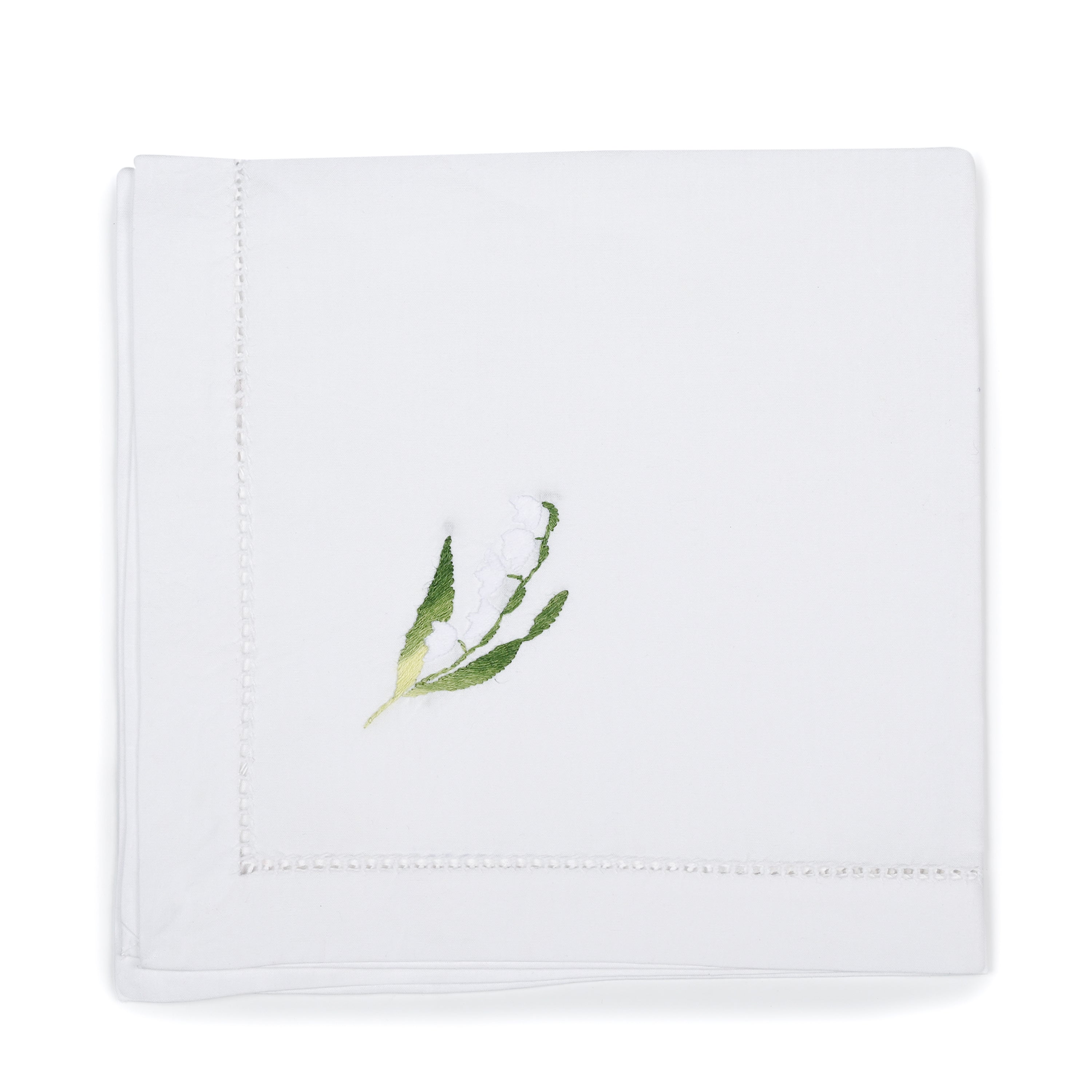 White and Green Bengal Embroidery Dinner Napkin