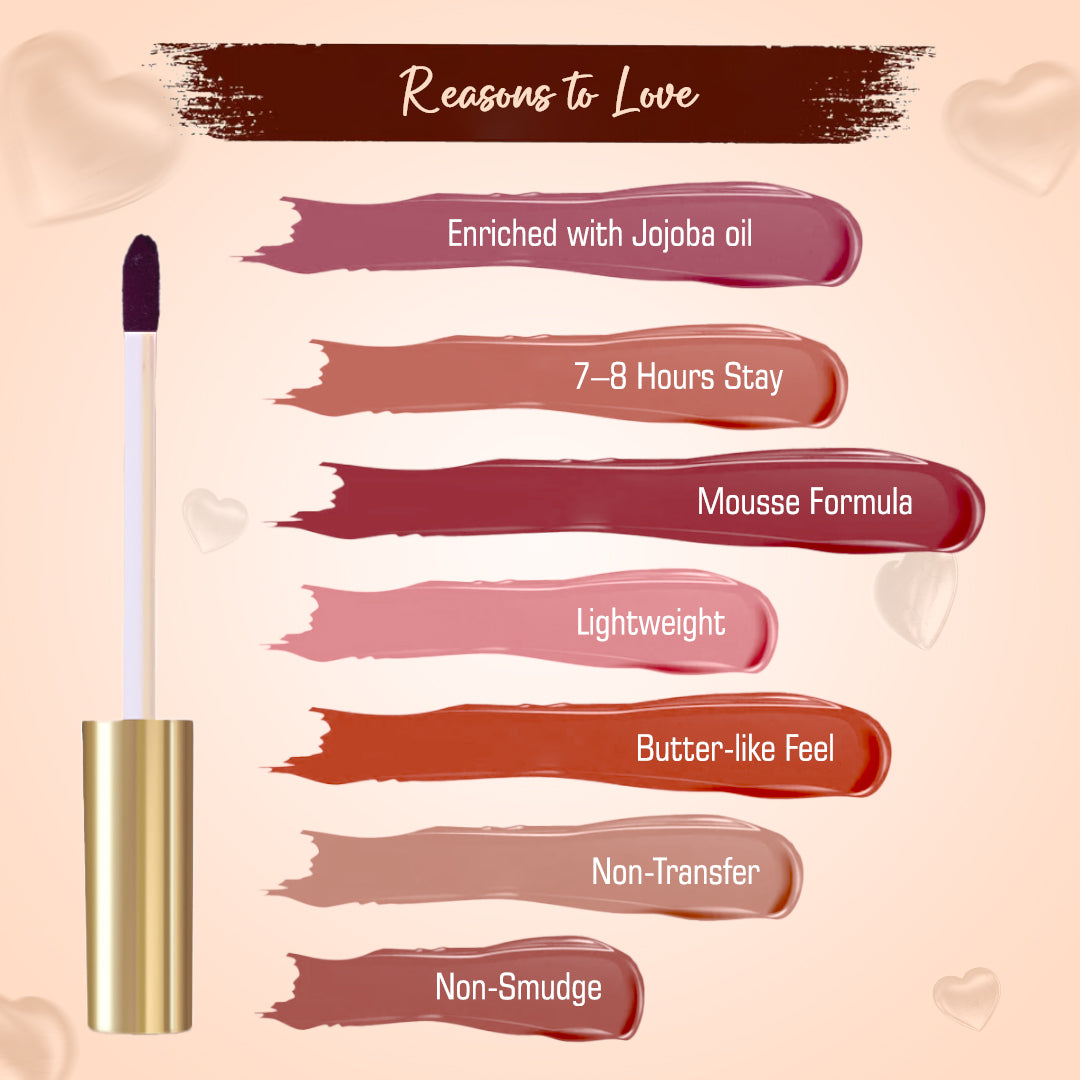 LUXE MATTE LONG SLAY MOUSSE LIPSTICK (PALETTE OF 9 – 2 VARIANTS BROWNS & NUDES)