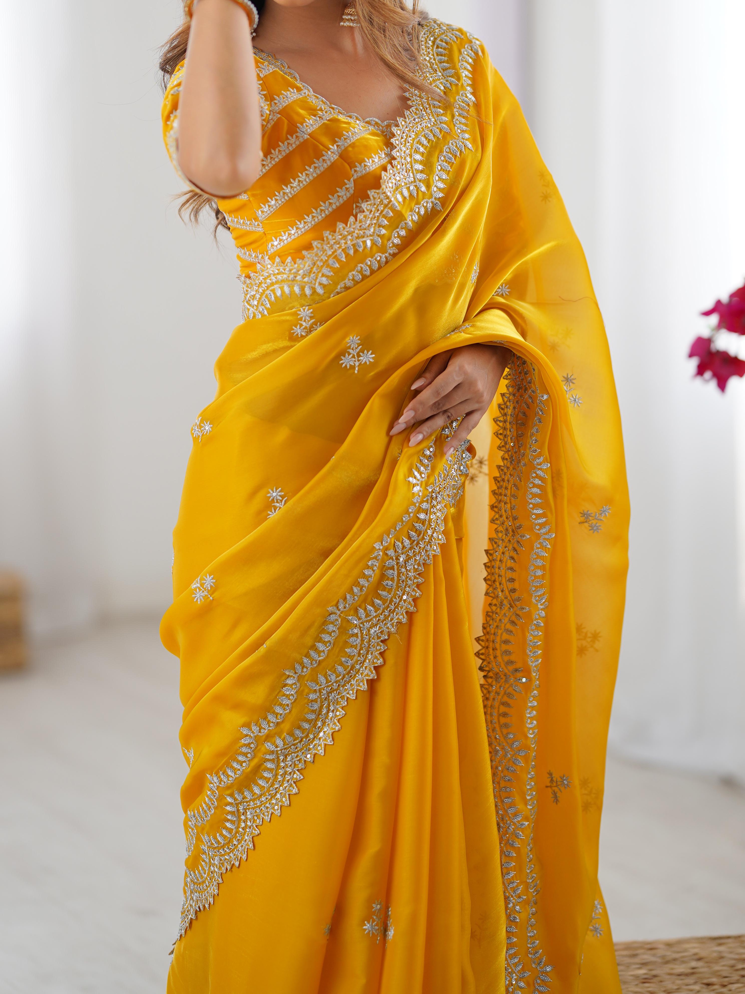 Beautiful Party Wear Saree With Thread With Sequence Work