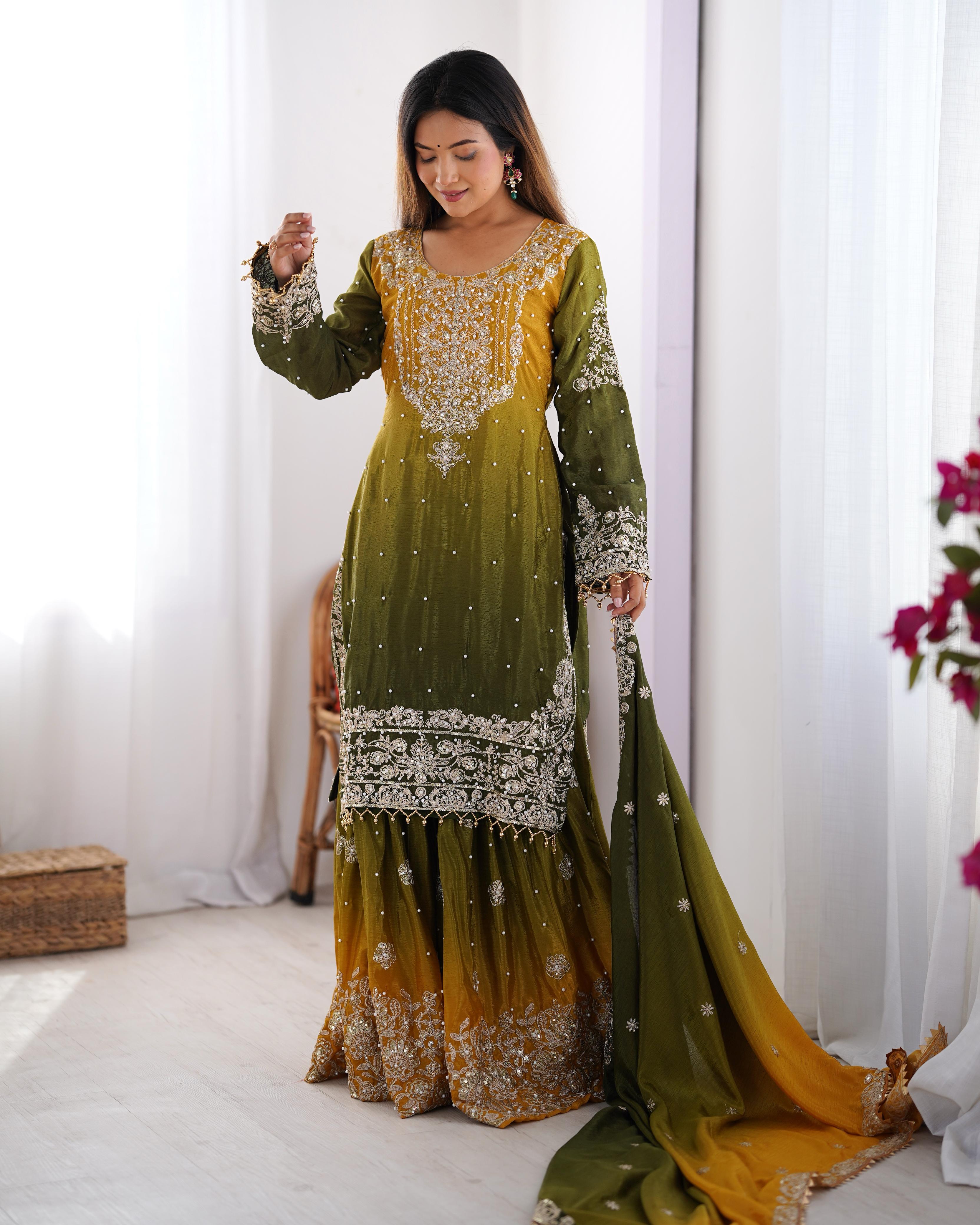 Beautiful Party Wear Top Bottom And Dupatta