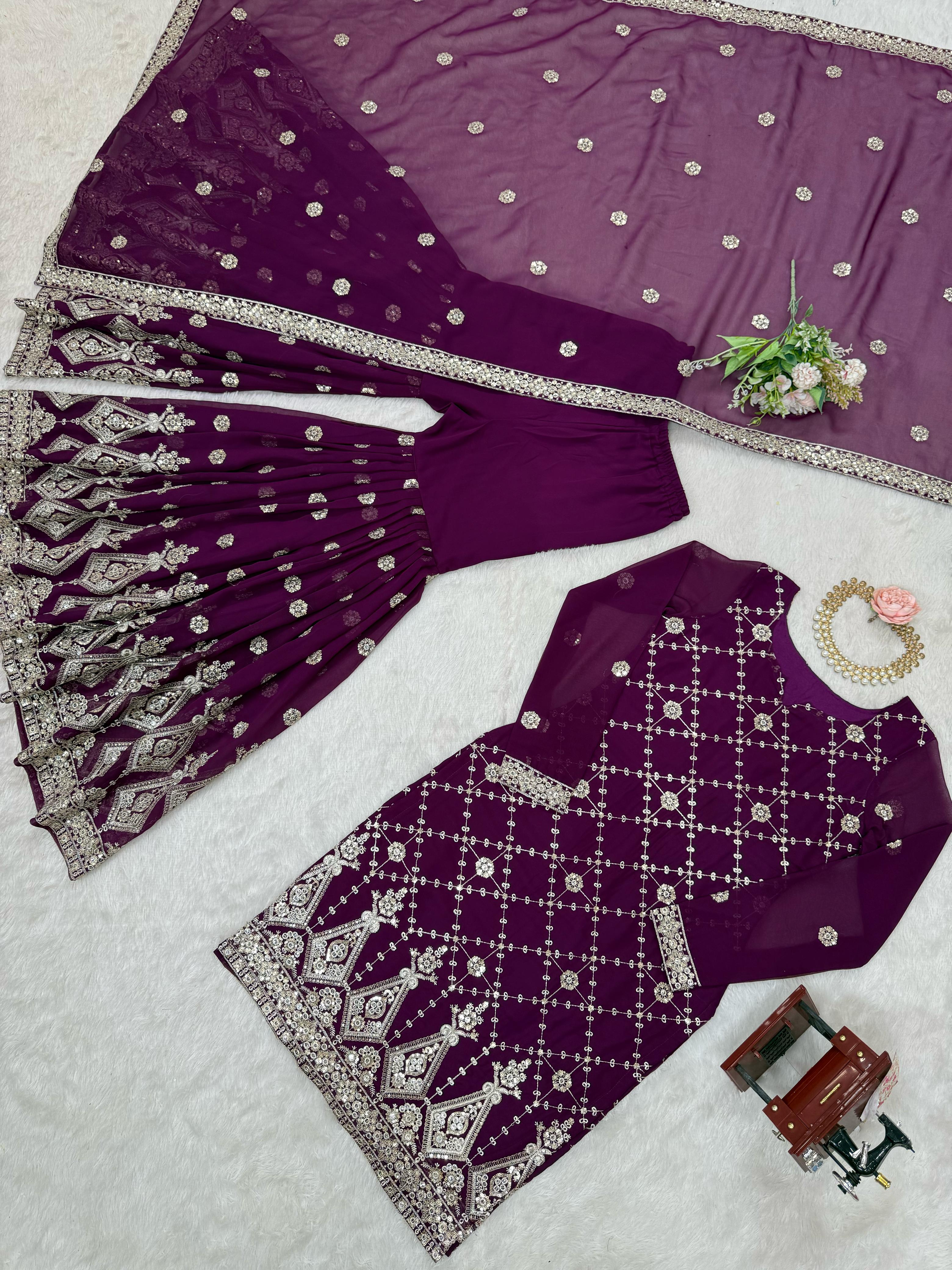 Beautiful Party Wear Top Bottom With Dupatta