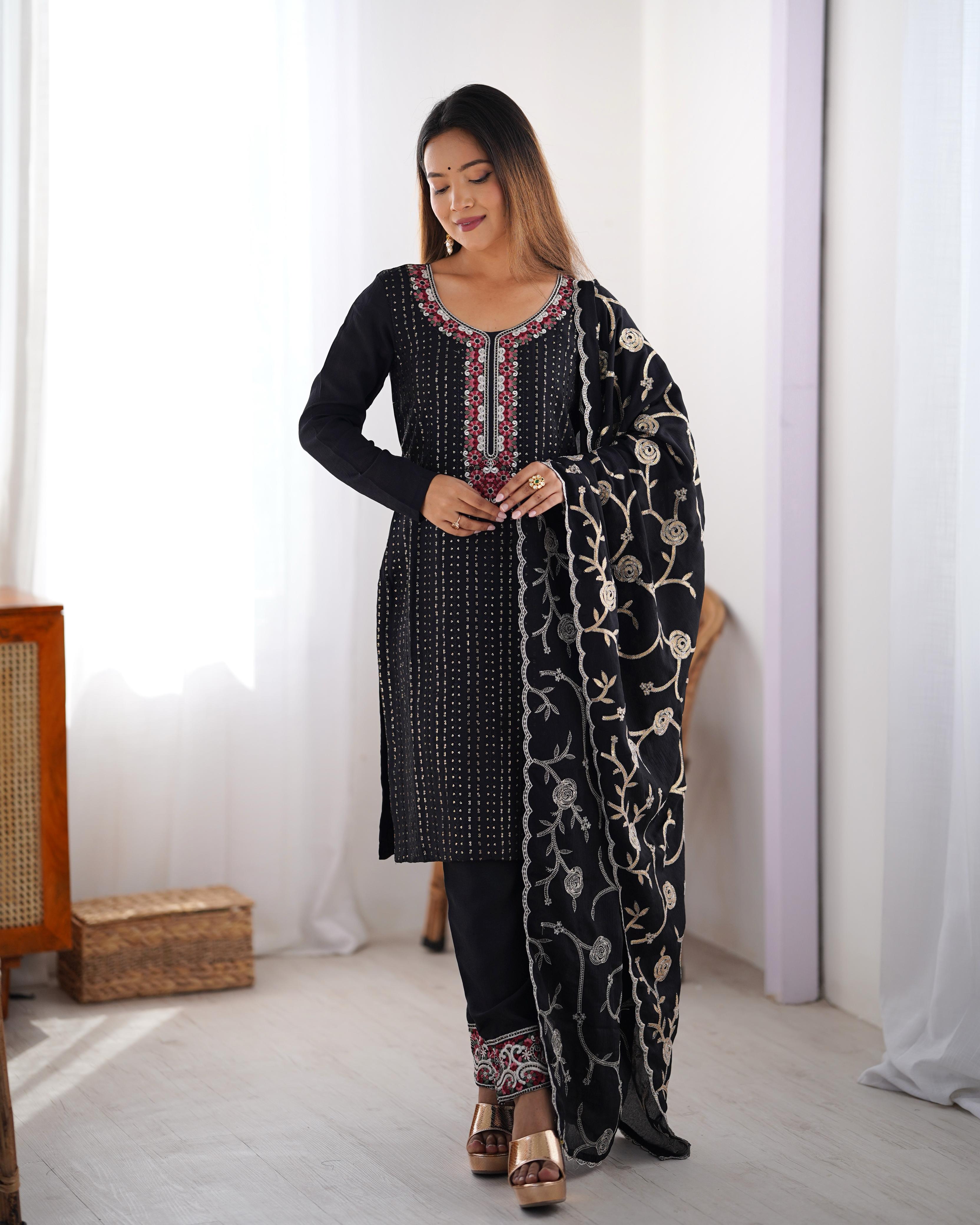 Designer Party Wear Top Bottom And Dupatta