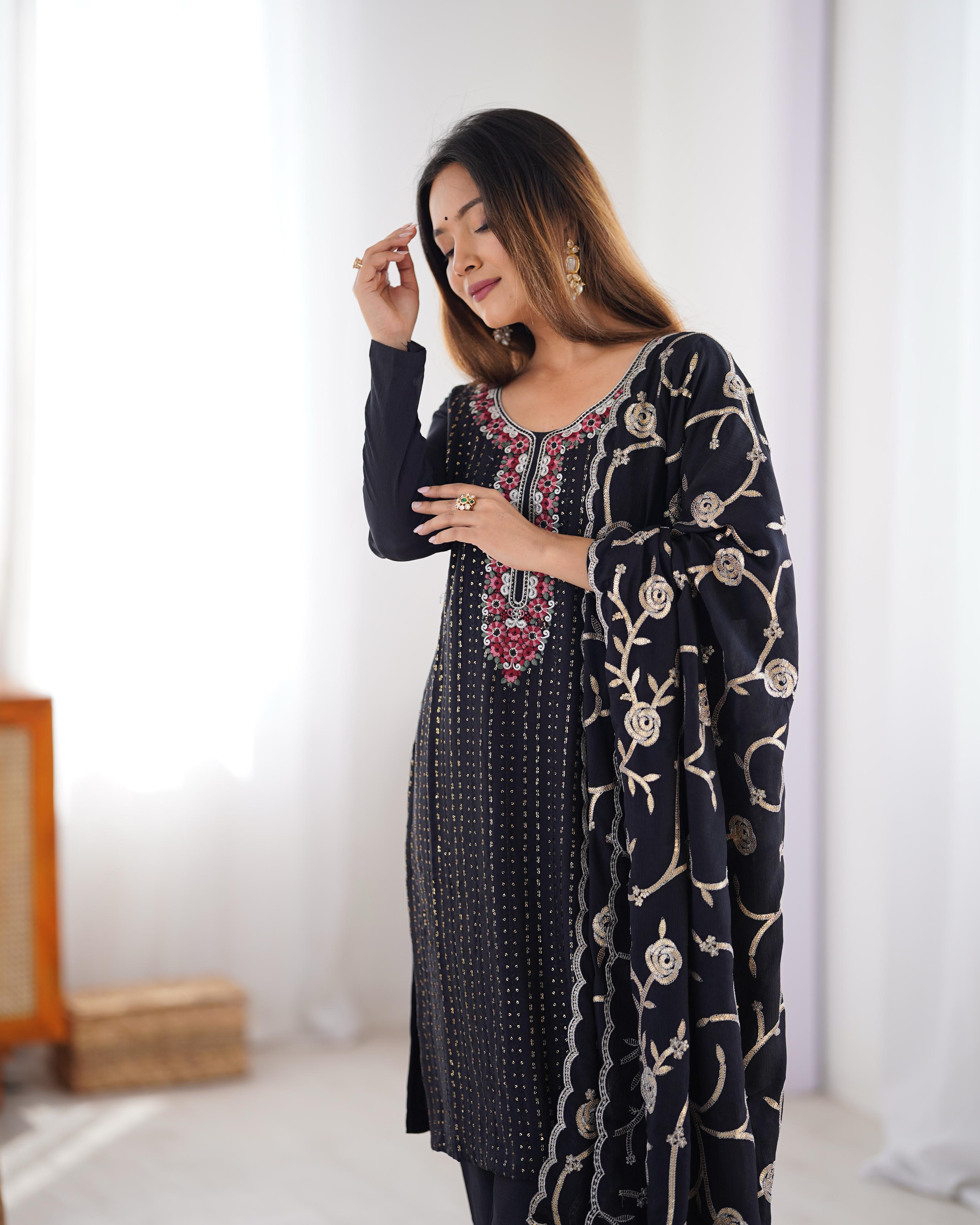 Designer Party Wear Top Bottom And Dupatta