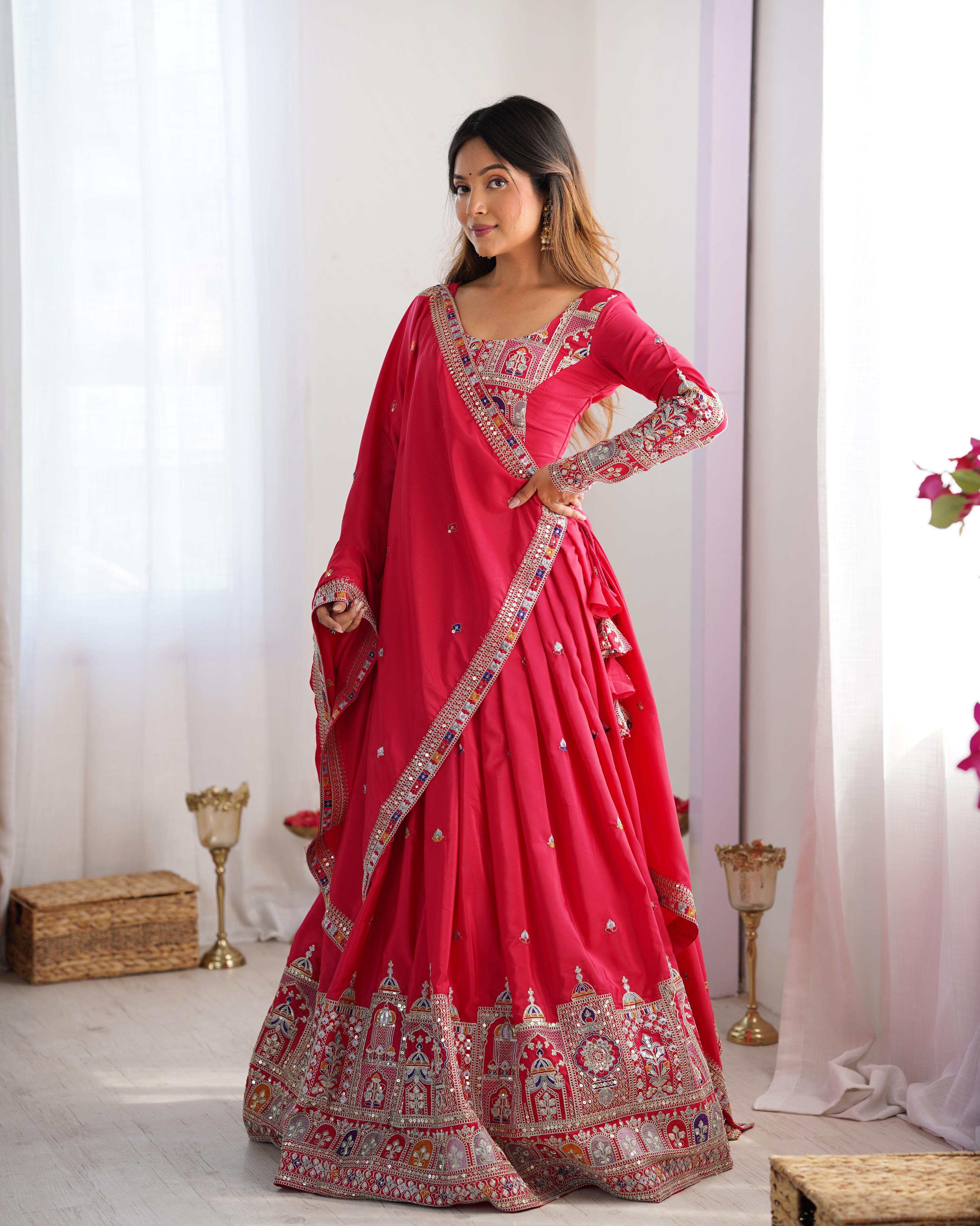 Beautiful Trendy Lehenga Choli With Coding Dori With Thread & Sequence Work