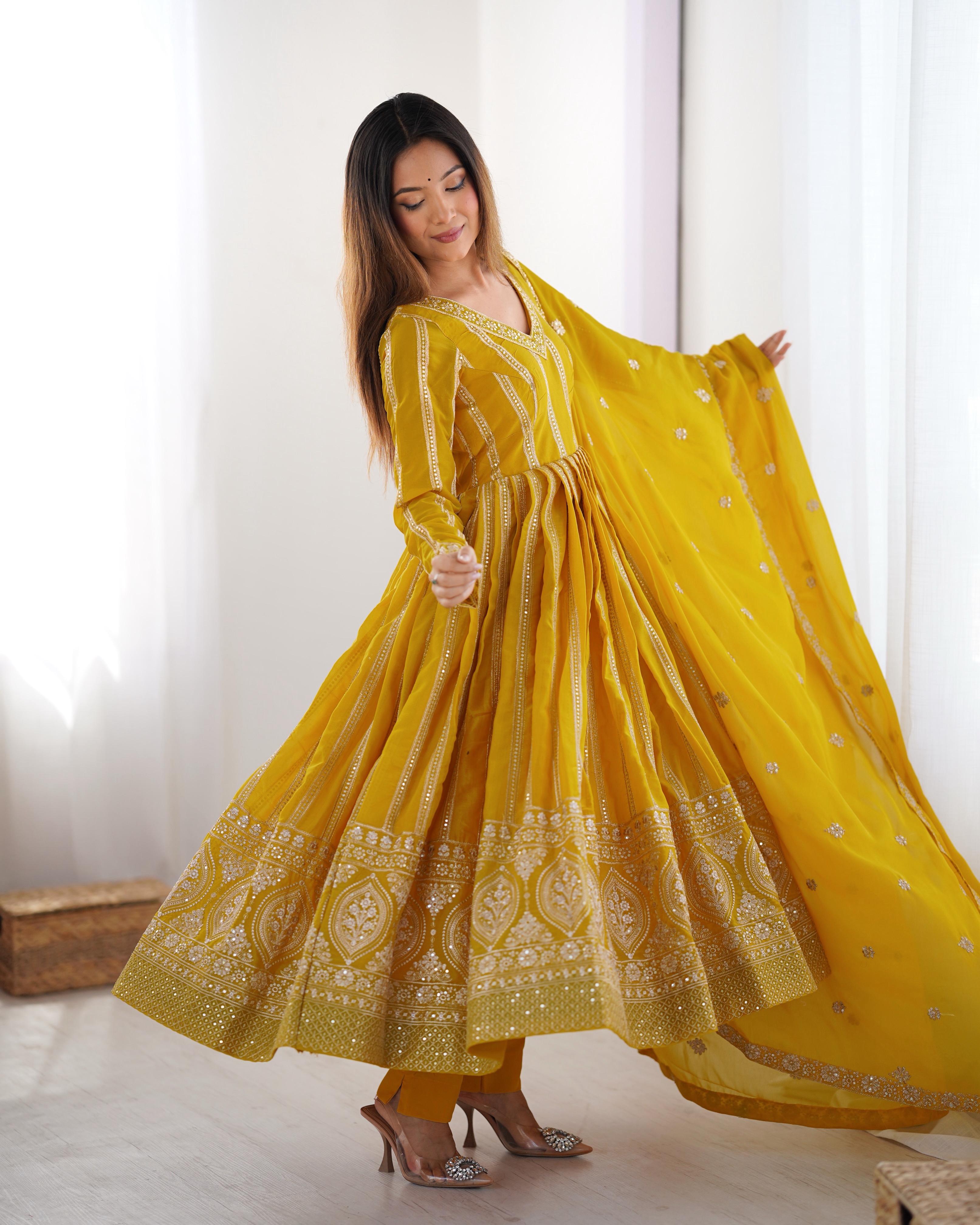 Beautiful Party Wear Fancy Gown Pent And Dupatta