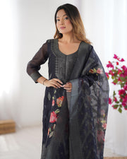 Beautiful Top Pent And Dupatta With  Jacquard Work & Digital Print