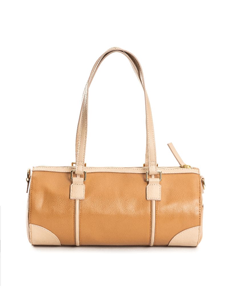 Salacia Vegan Leather Bowler Bag – Caramel & Almond