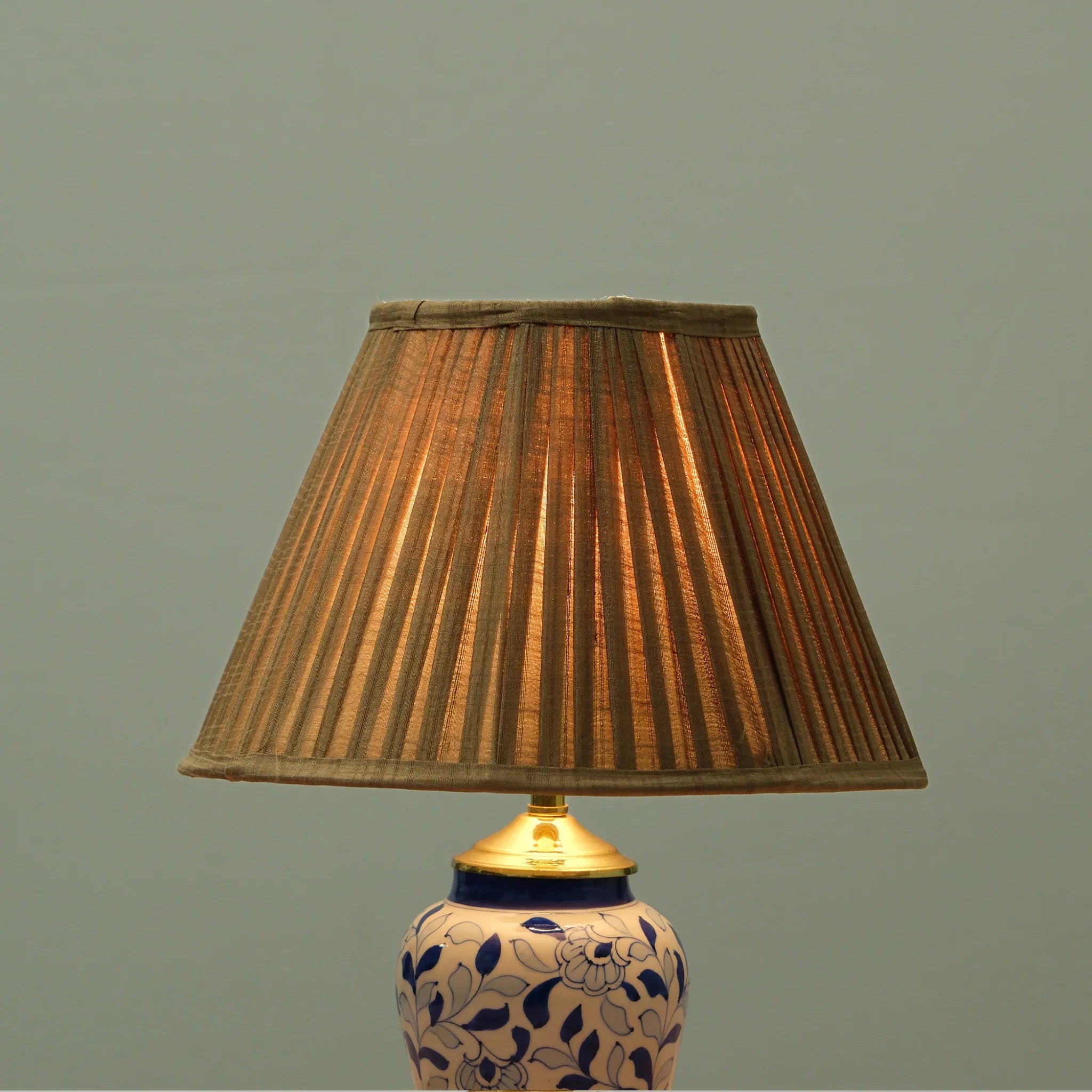 Beige Silk Pleated Empire Lampshade