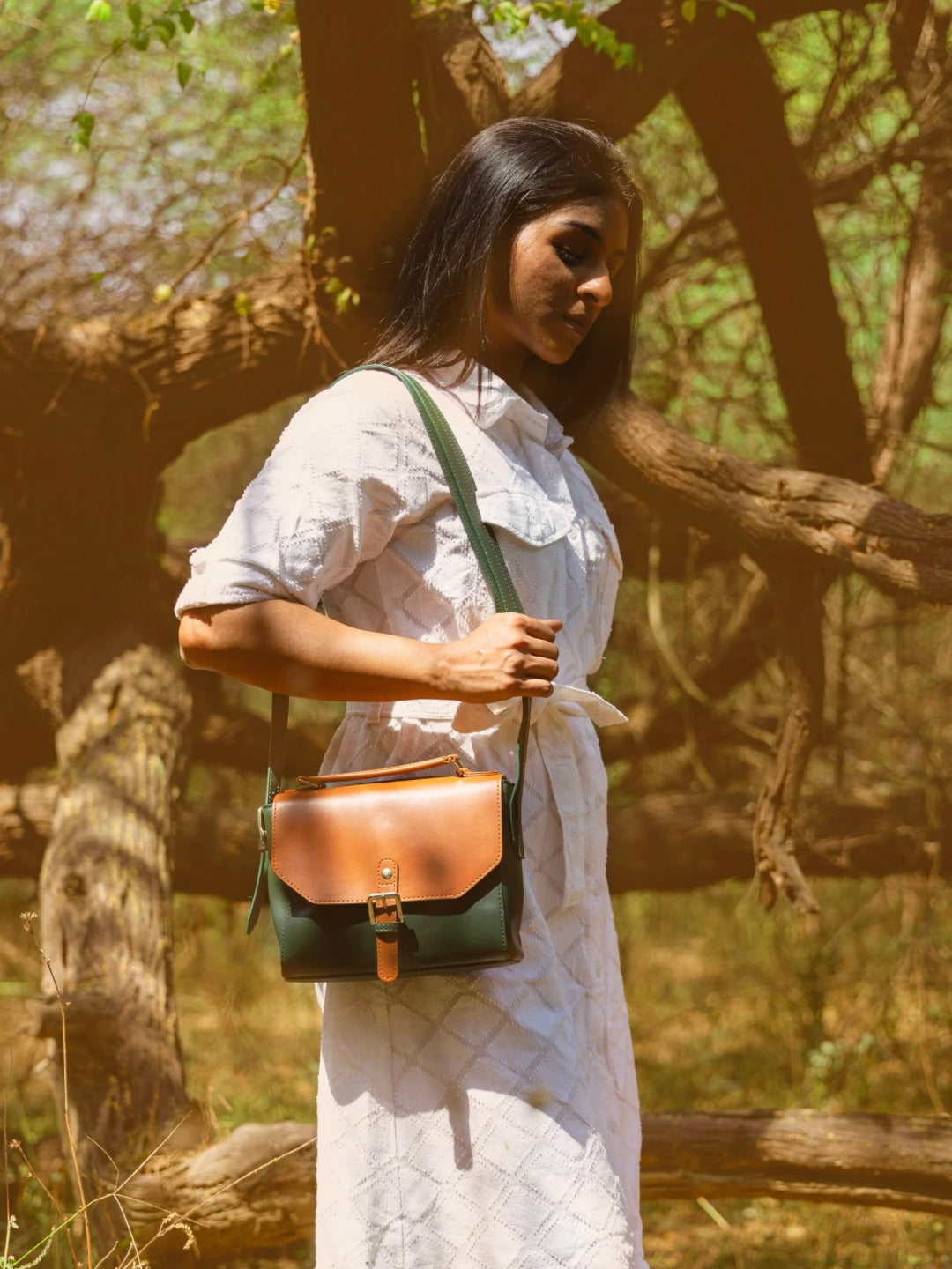 Juniper – Green Vegan Leather Sling Bag