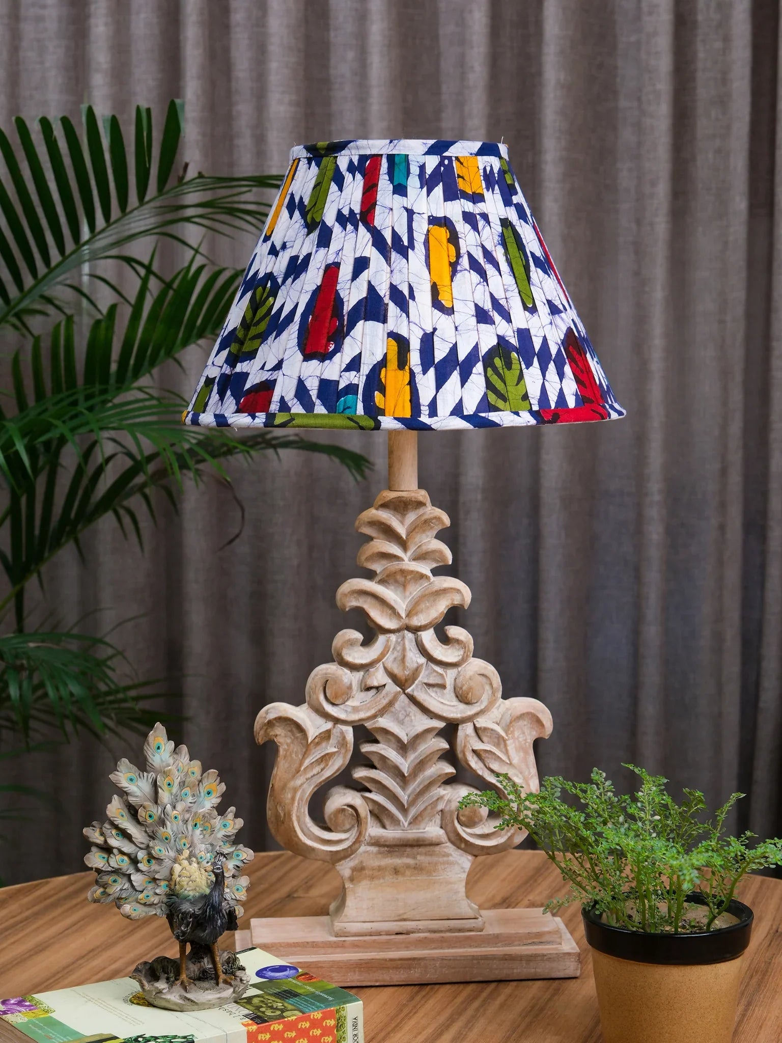 Multicolour Batik Print Pleated Empire Lampshade