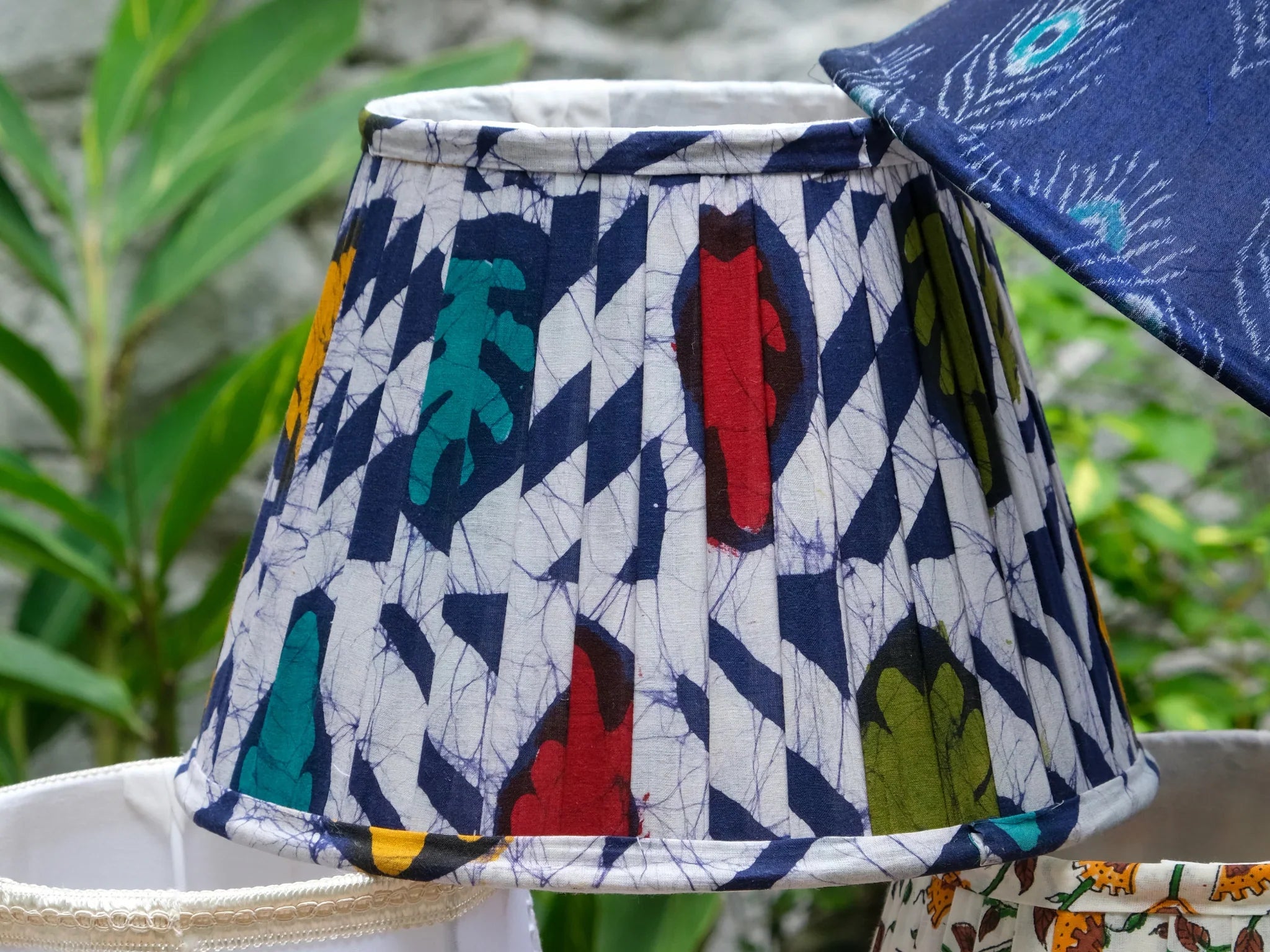 Multicolour Batik Print Pleated Empire Lampshade