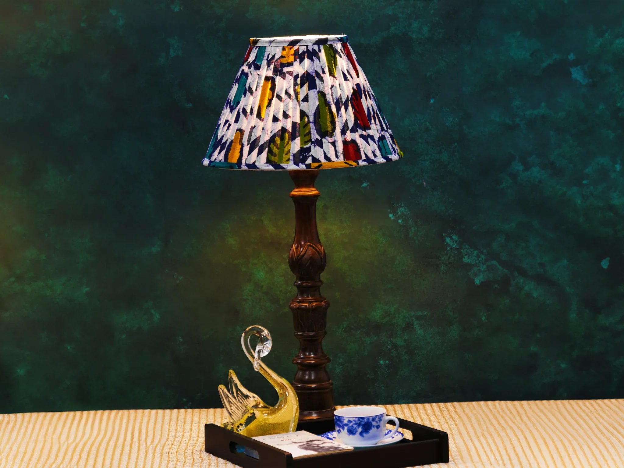 Multicolour Batik Print Pleated Empire Lampshade