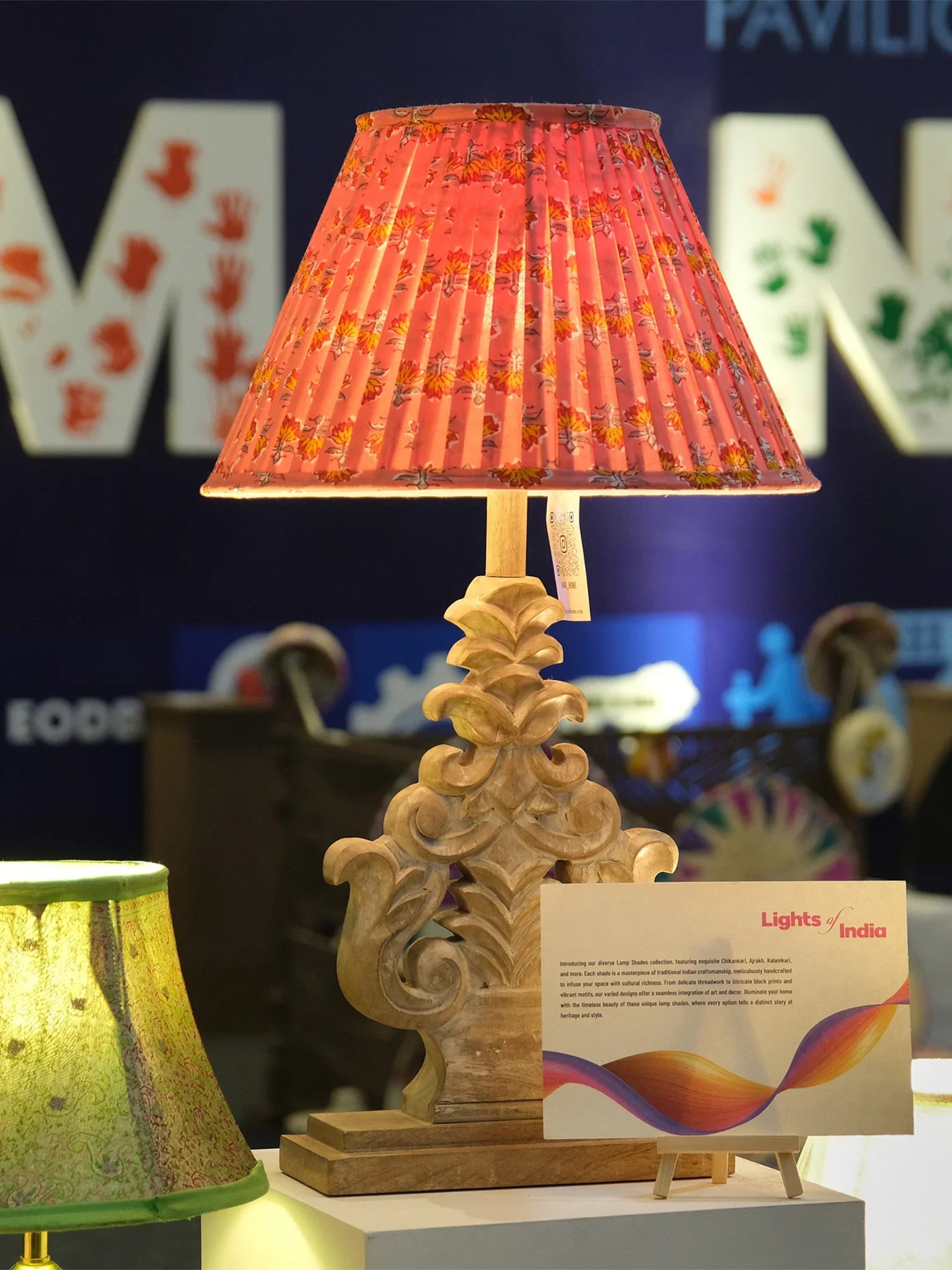 Peach Block Print Empire Lampshade