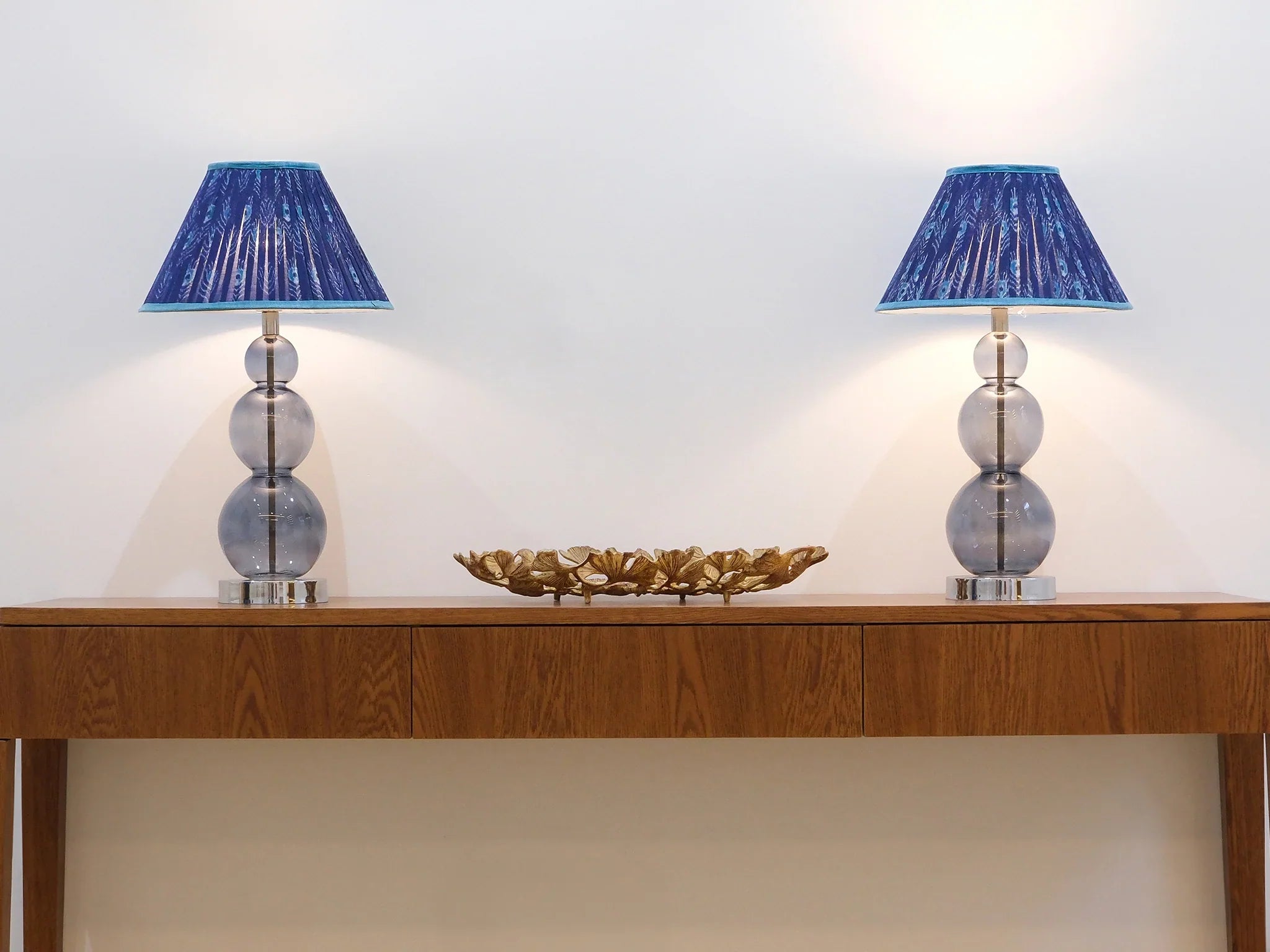 Plume Blue Ikat Pleated Empire Lampshade