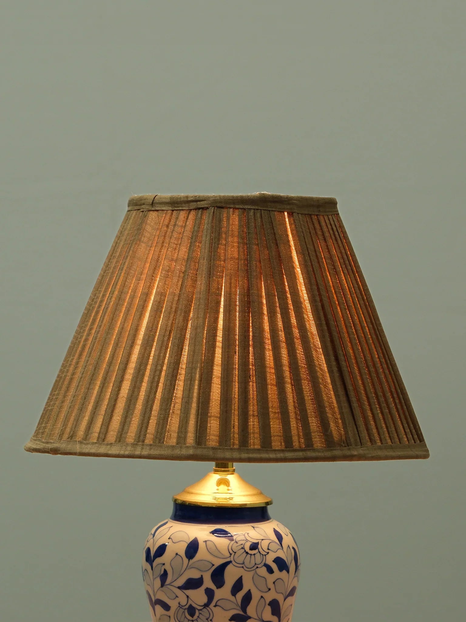 Beige Silk Pleated Empire Lampshade