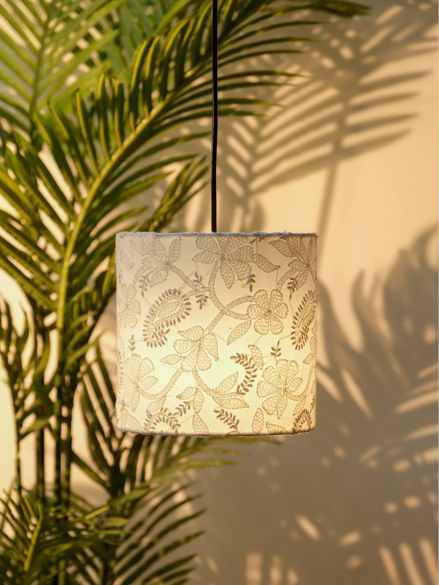 White Chikankari Pendant Lampshade