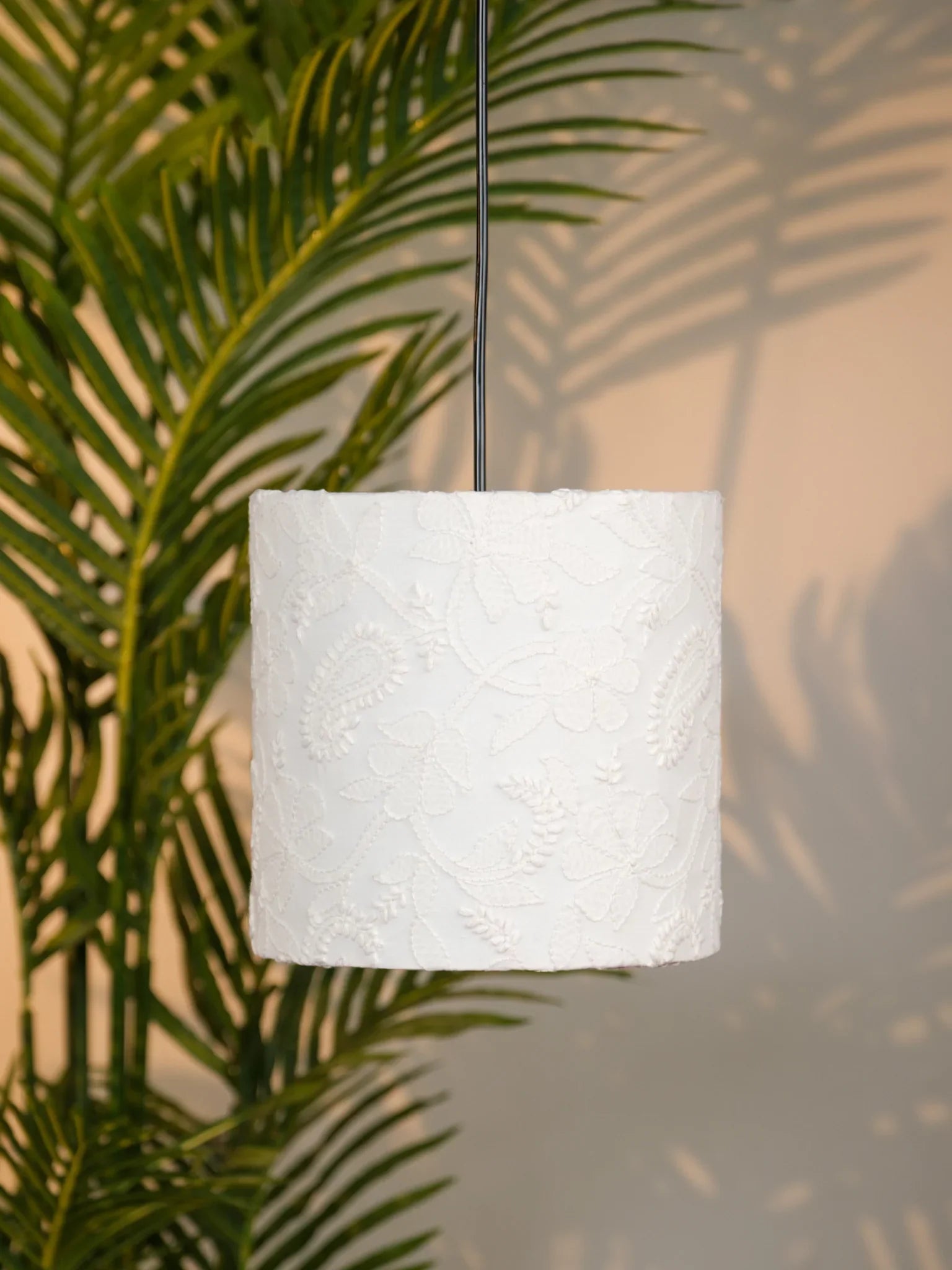 White Chikankari Pendant Lampshade