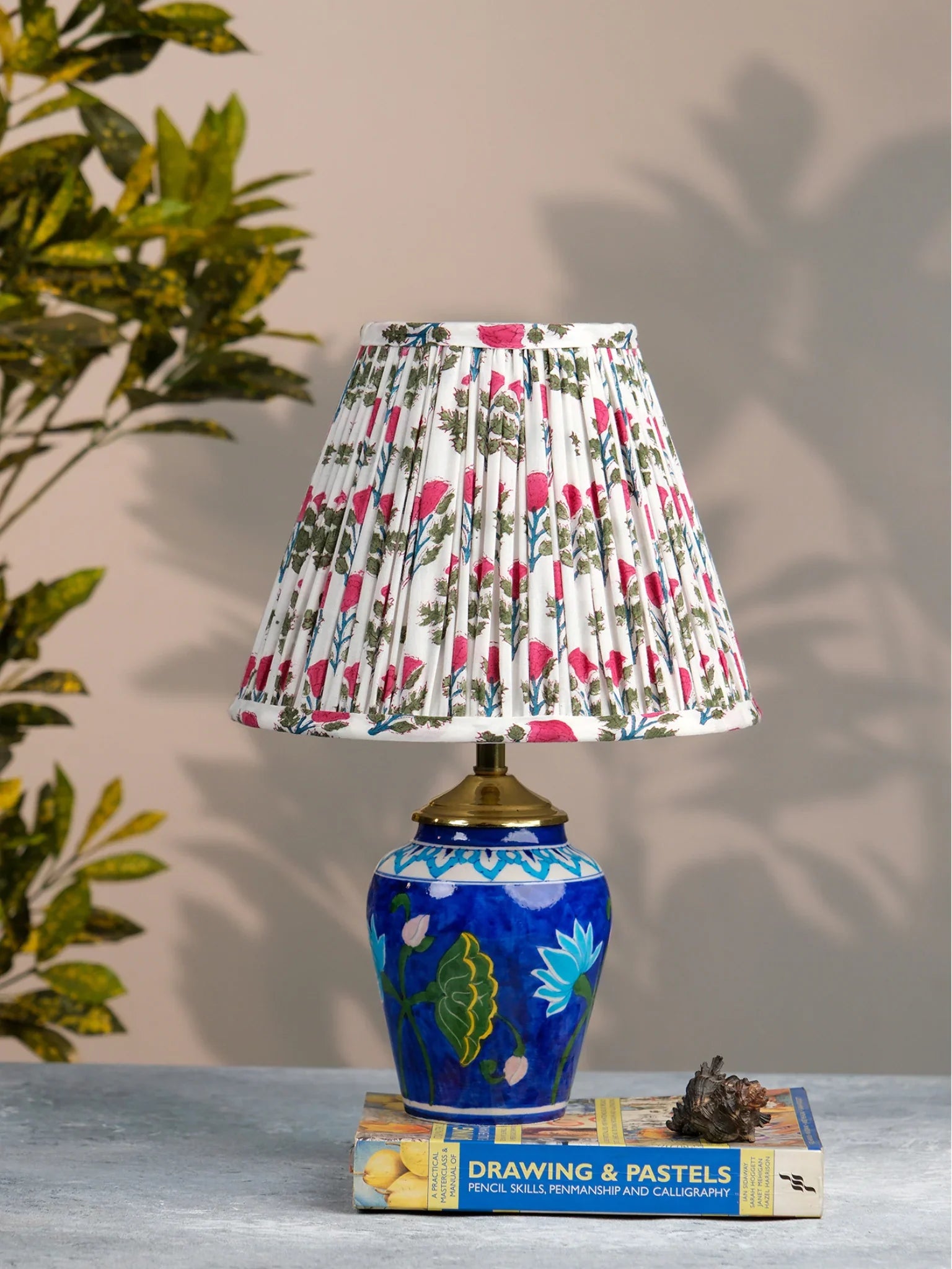 White Pink Block Print Empire Lampshade