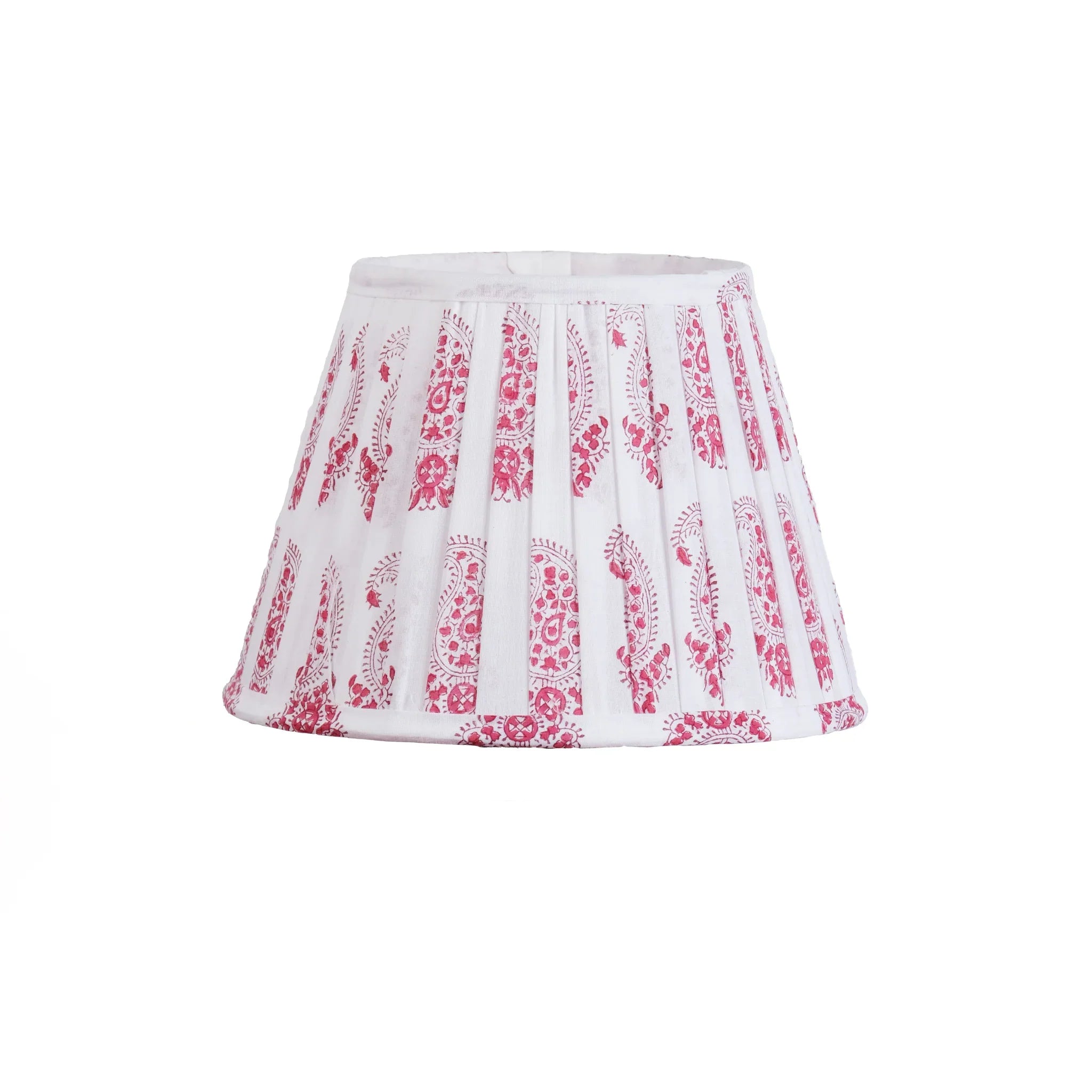 Red Paisley Block Print Pleated Empire Lampshade