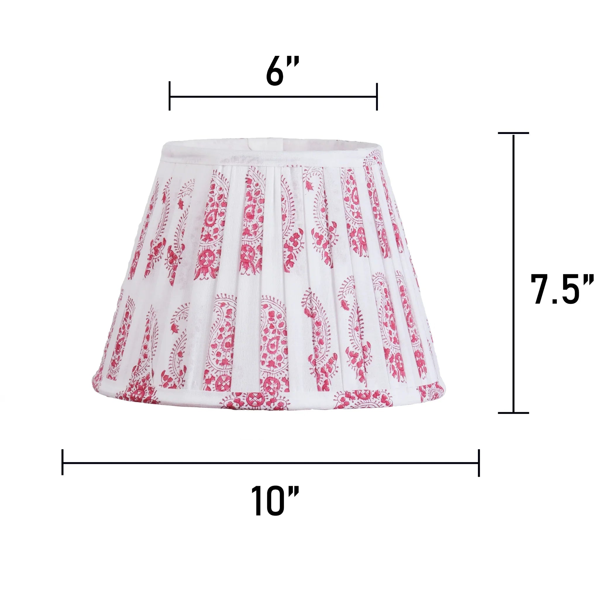 Red Paisley Block Print Pleated Empire Lampshade