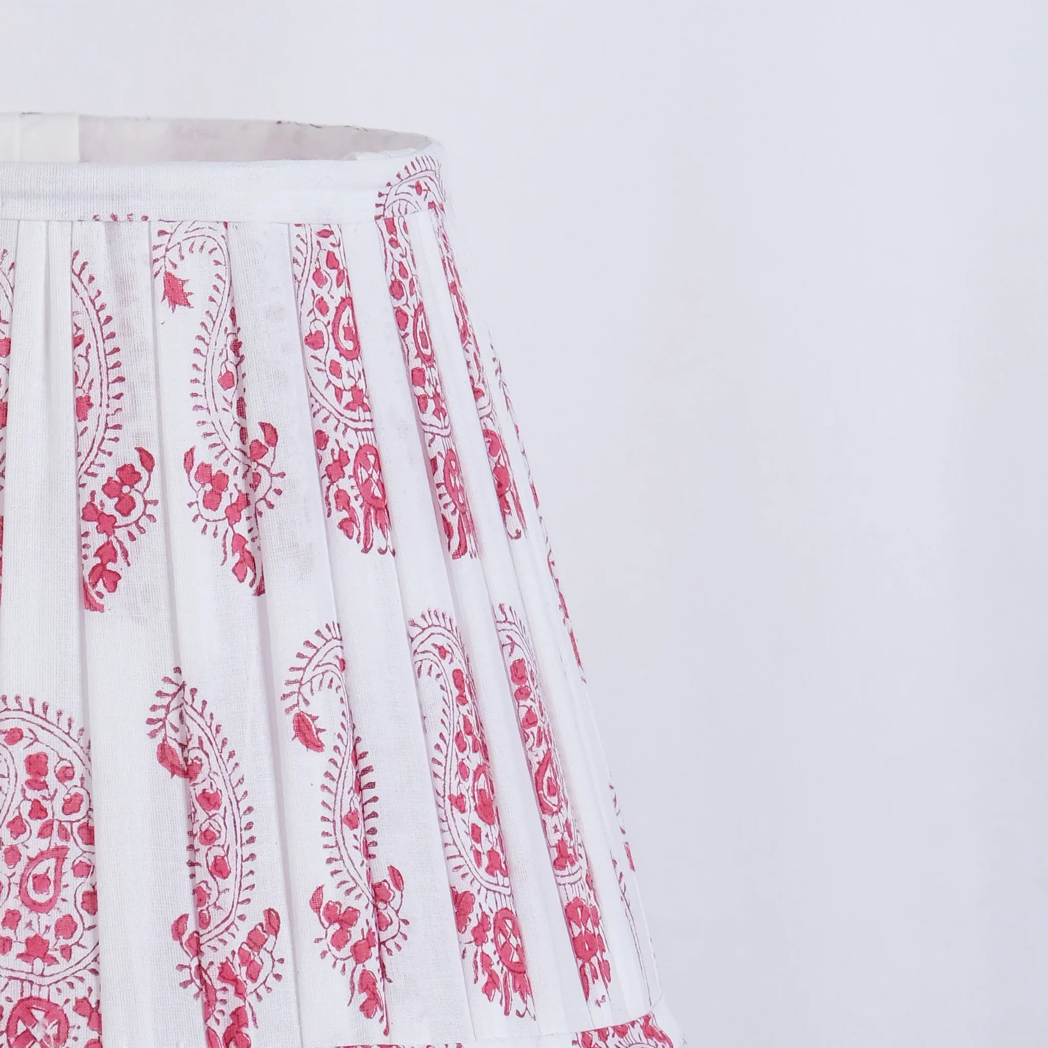 Red Paisley Block Print Pleated Empire Lampshade