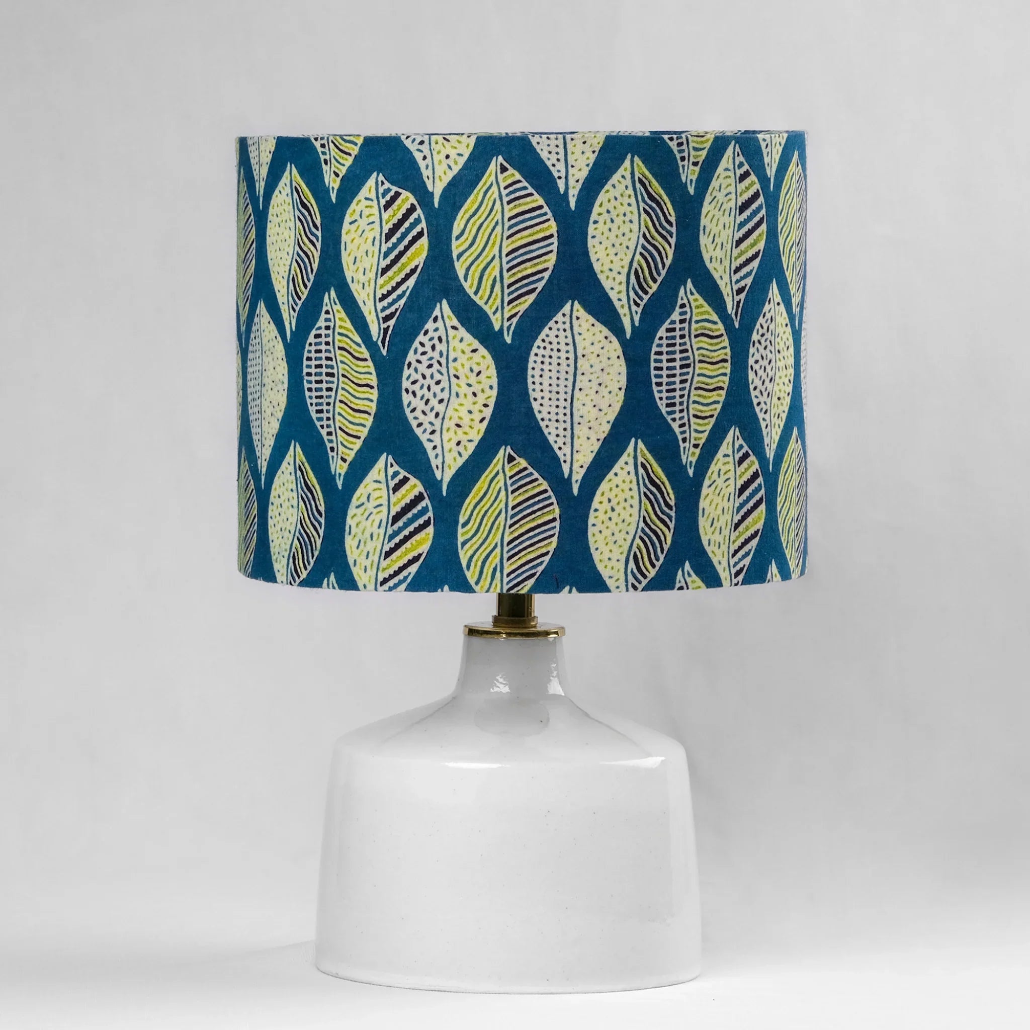 Ajrakh Green Leaf Drum Lampshade