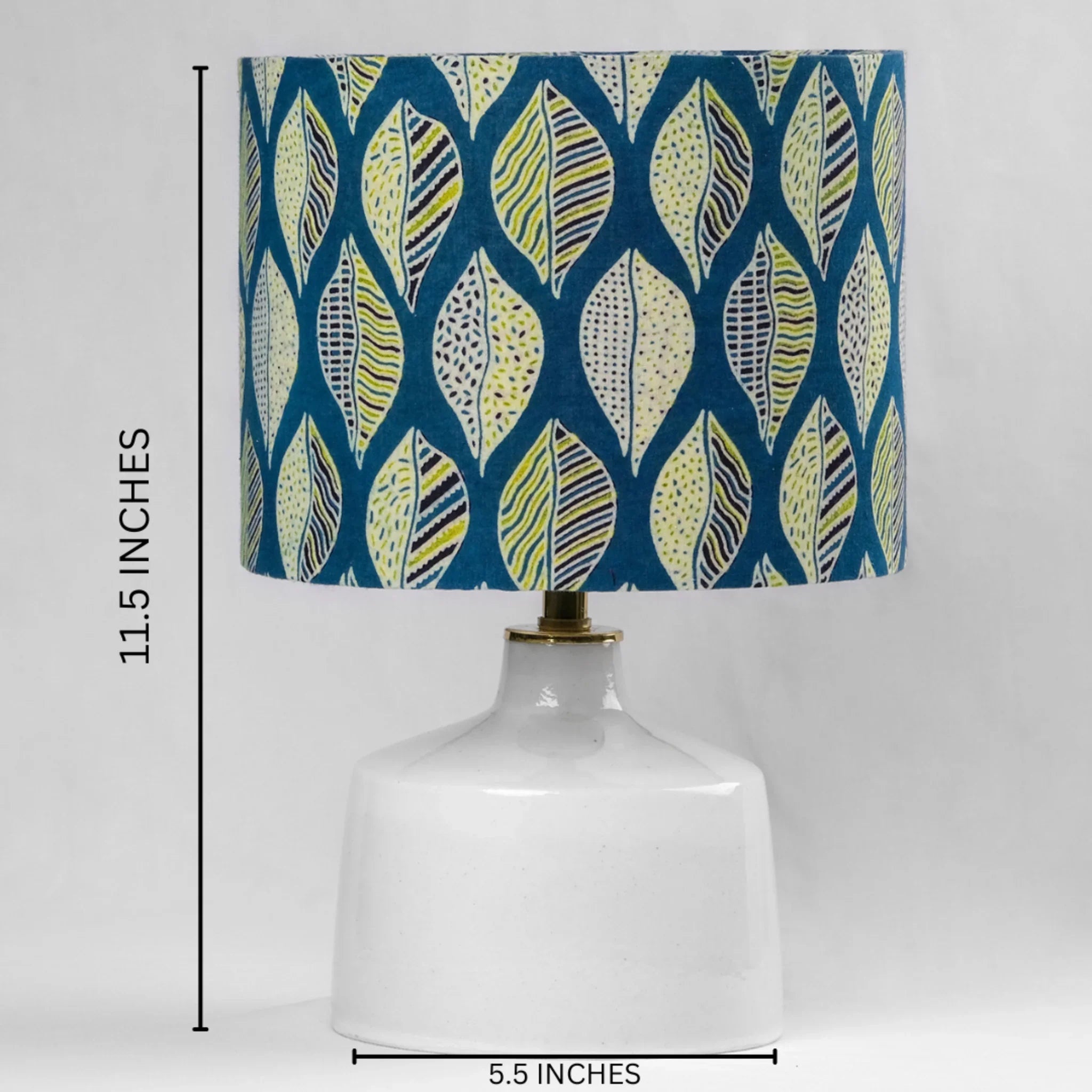 Ajrakh Green Leaf Drum Lampshade