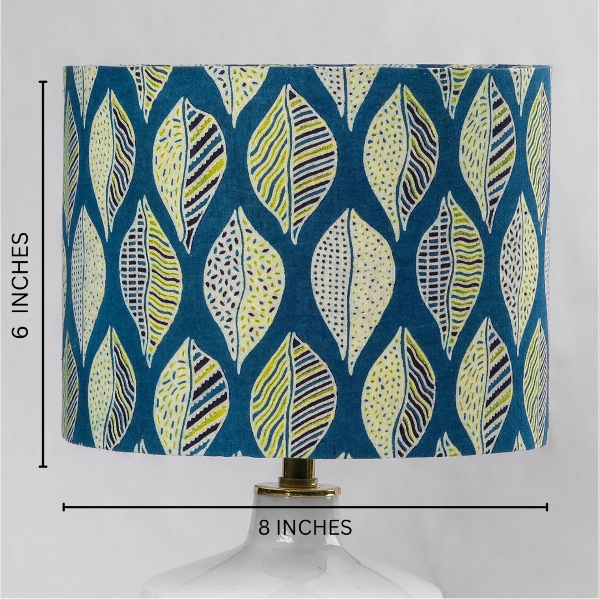 Ajrakh Green Leaf Drum Lampshade