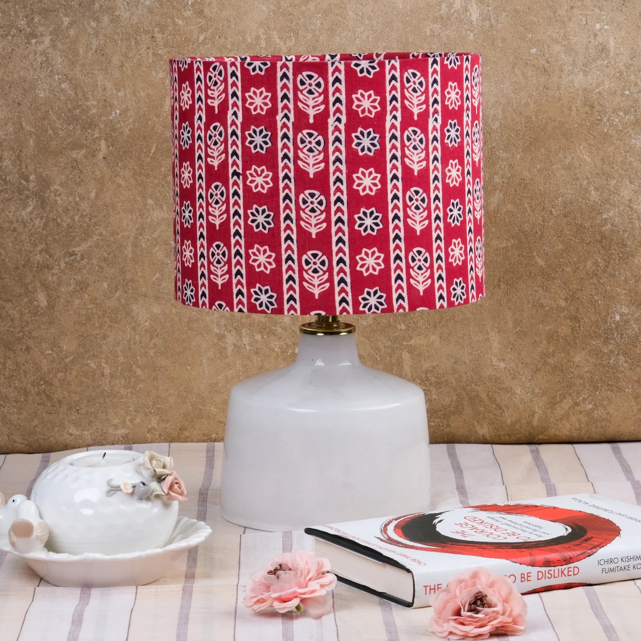 Ajrakh Maroon Drum Lampshade