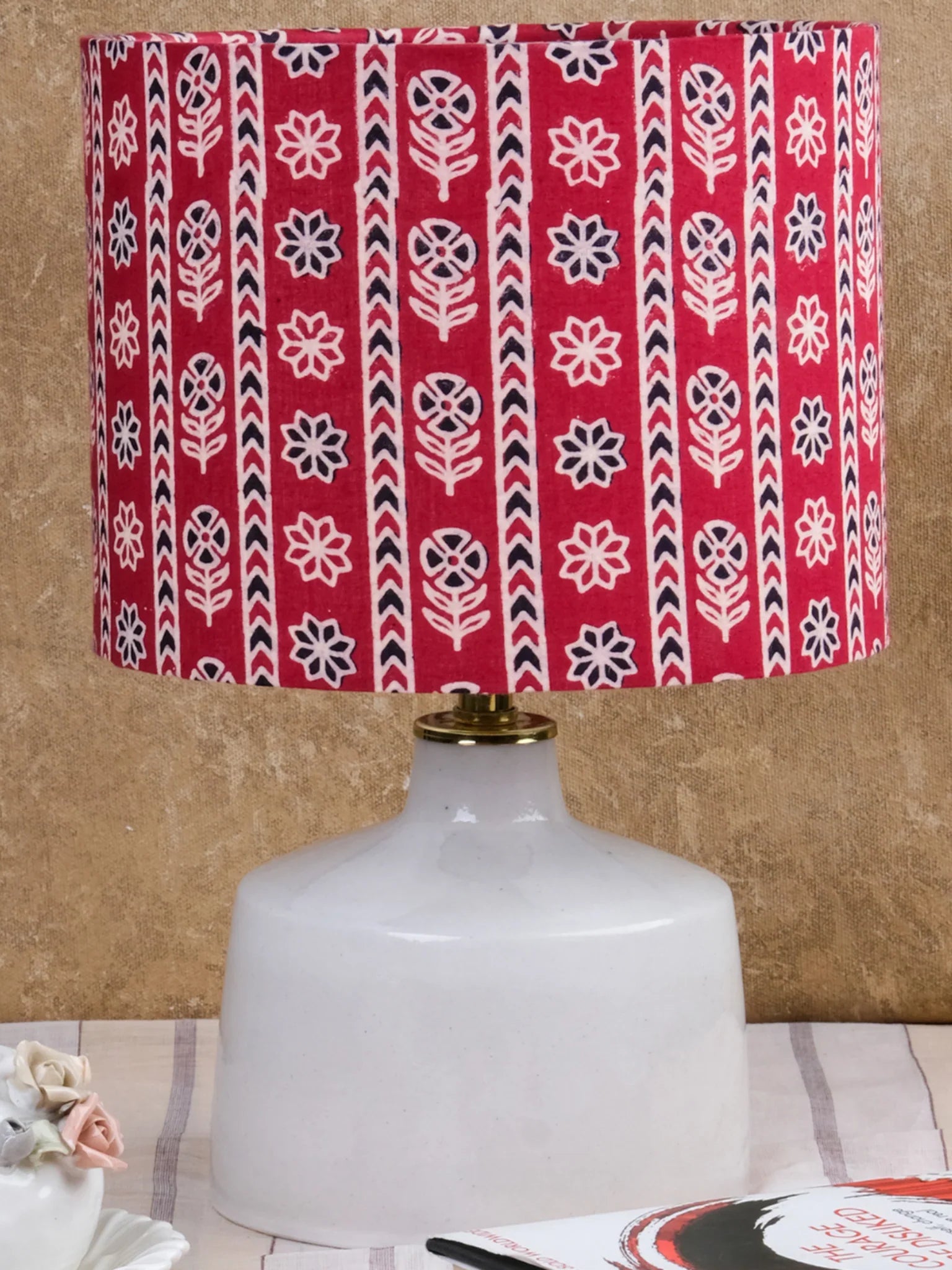 Ajrakh Maroon Drum Lampshade