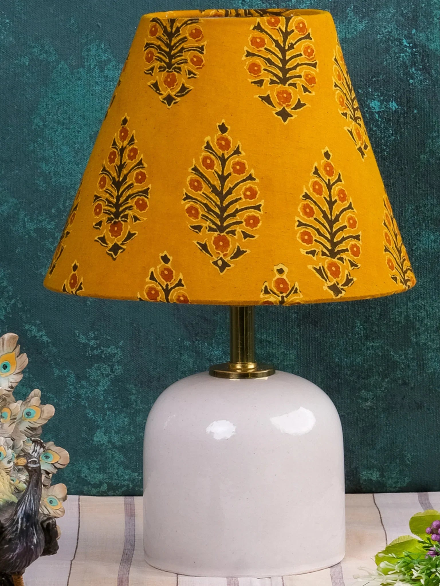 Kalamkari Mustard Cone Lampshade