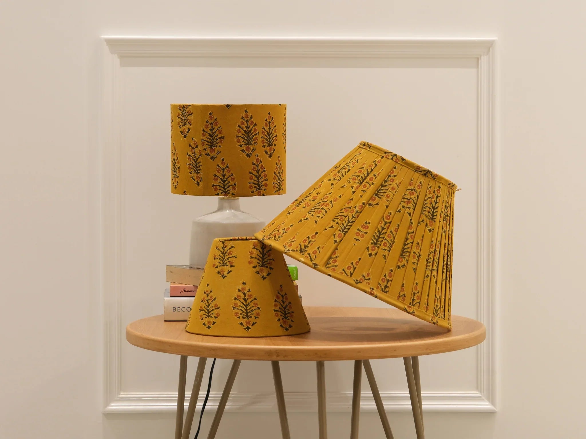 Kalamkari Mustard Cone Lampshade