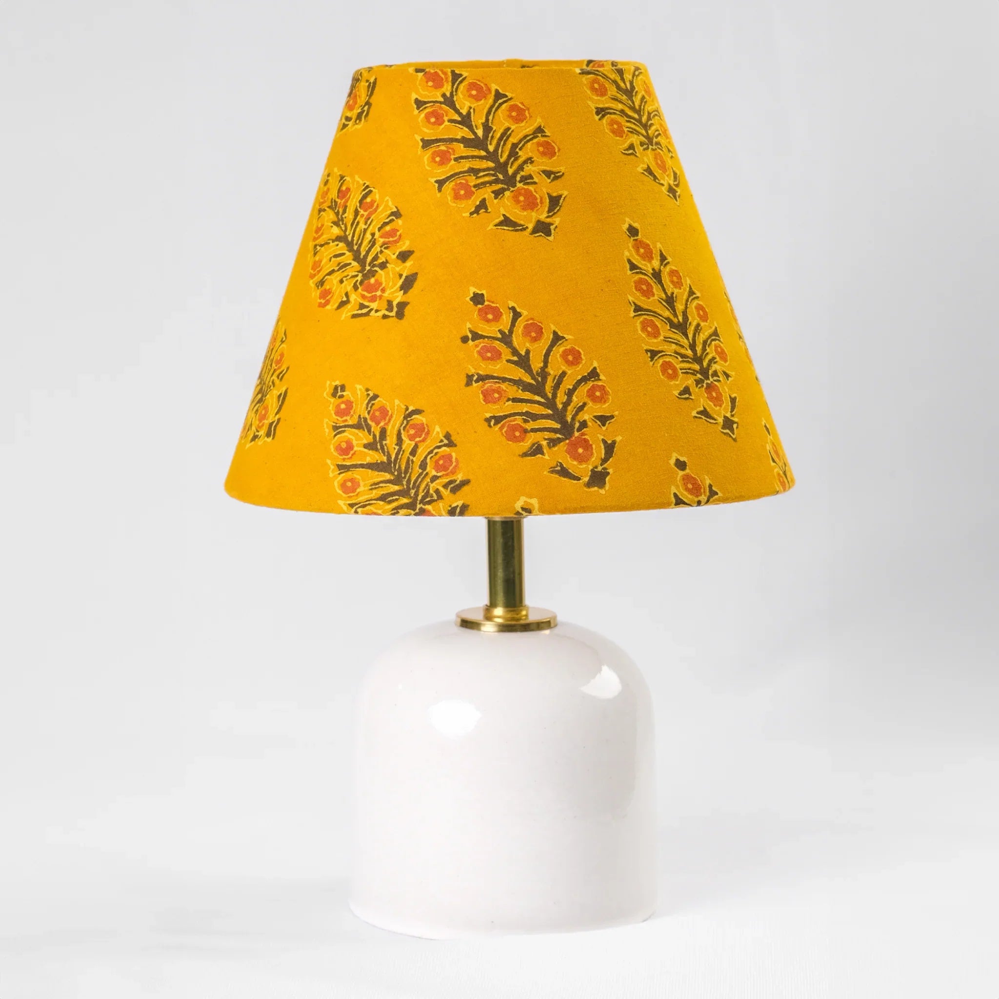 Kalamkari Mustard Cone Lampshade
