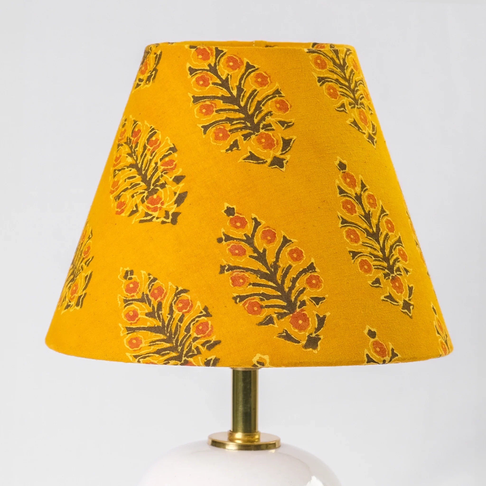 Kalamkari Mustard Cone Lampshade